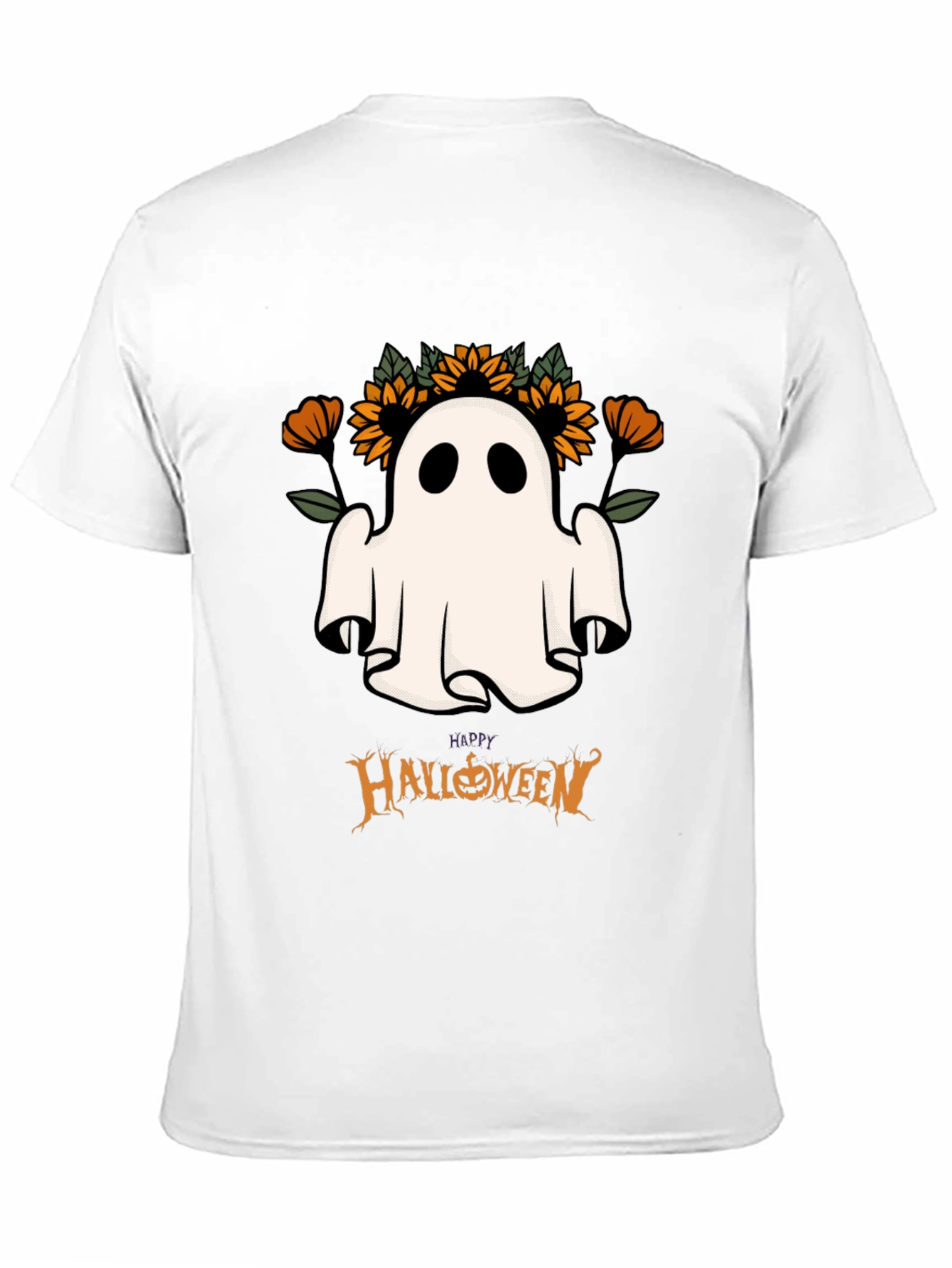 Halloween Ghost & Sunflower Graphic Tee