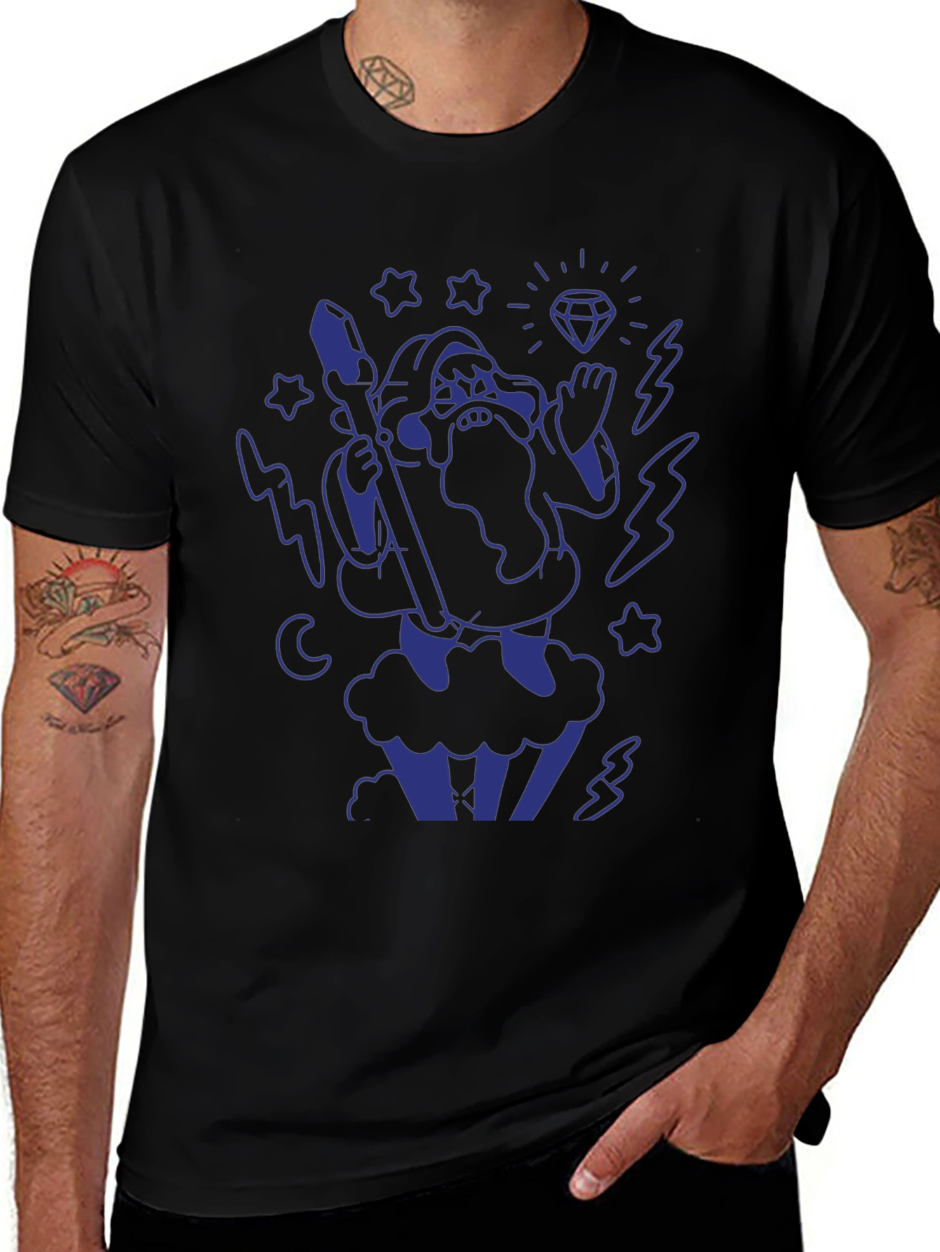 Wizard Graphic T-Shirt - Black Cotton Tee