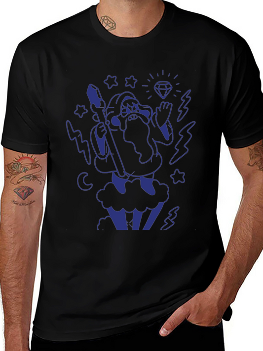 Wizard Graphic T-Shirt - Black Cotton Tee