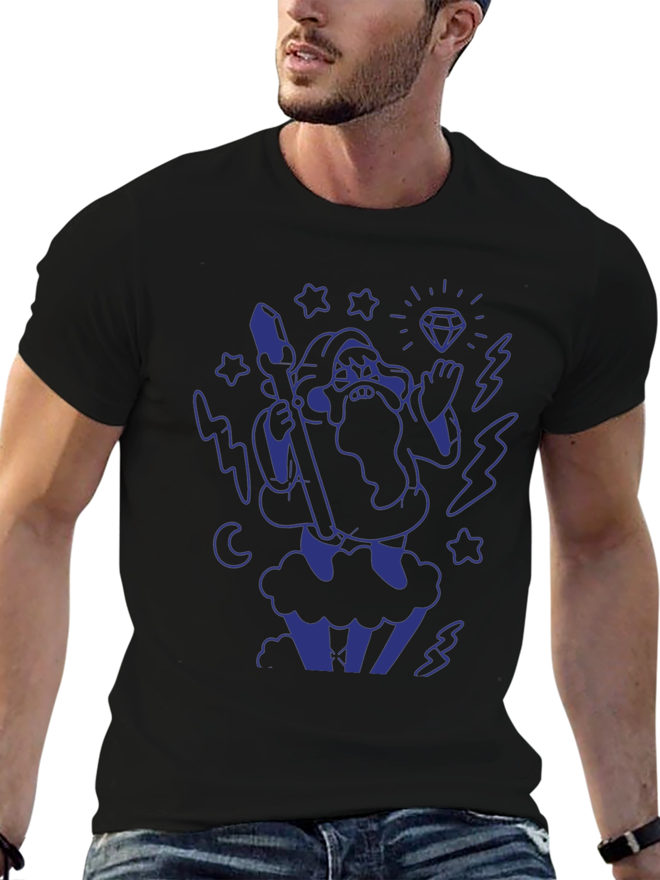 Wizard Graphic T-Shirt - Black Cotton Tee