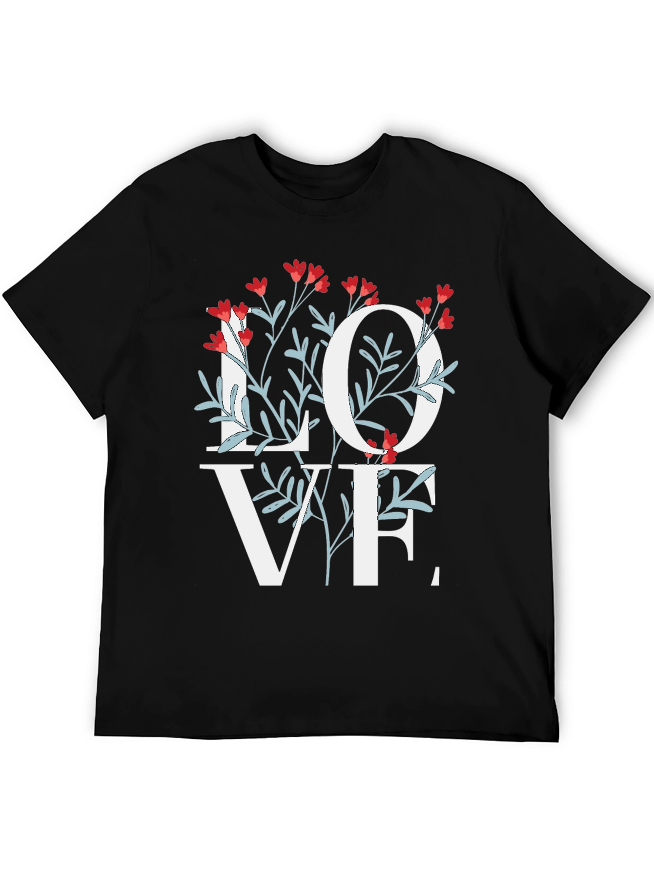 Floral Love Graphic Black T-Shirt