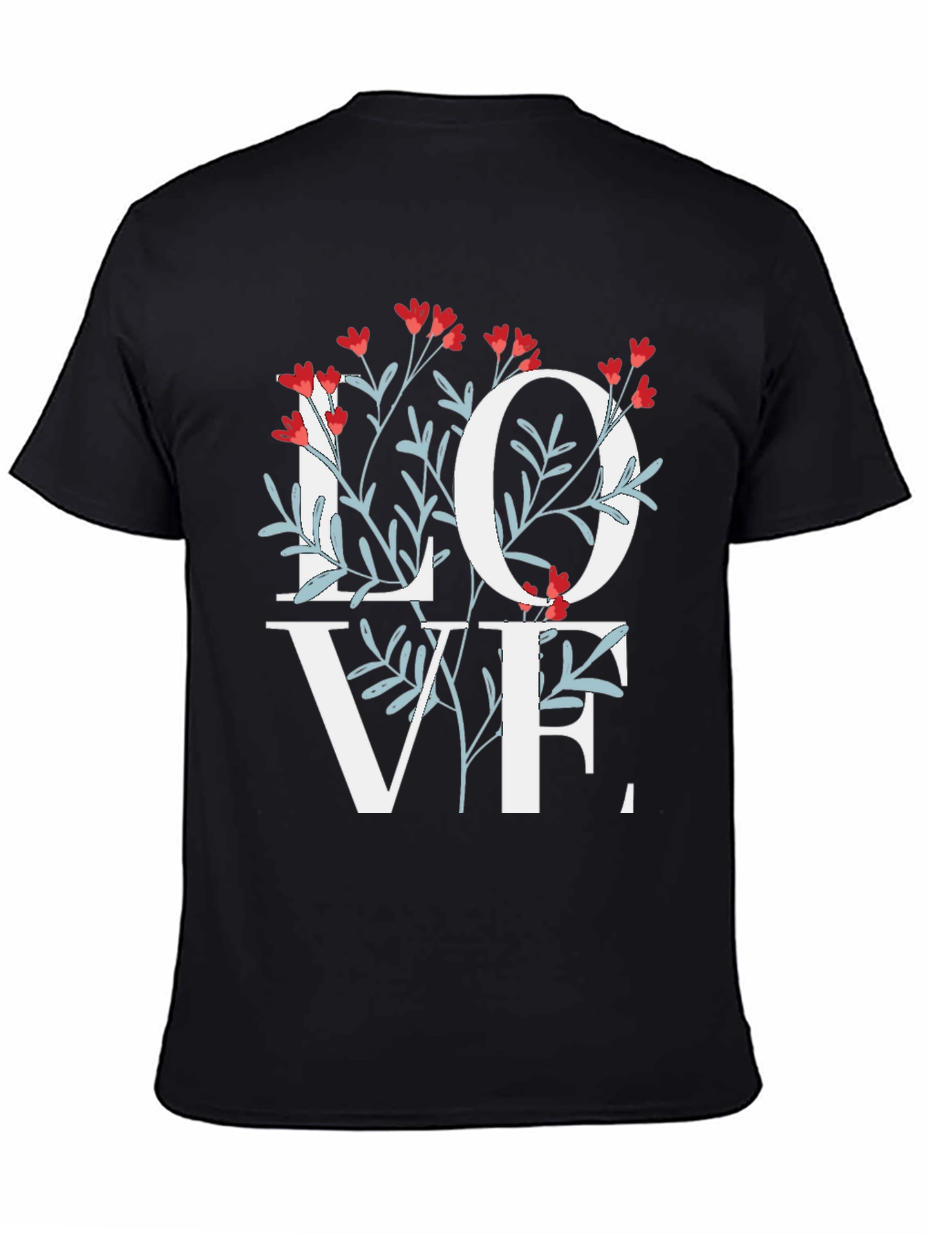 Floral Love Graphic Black T-Shirt