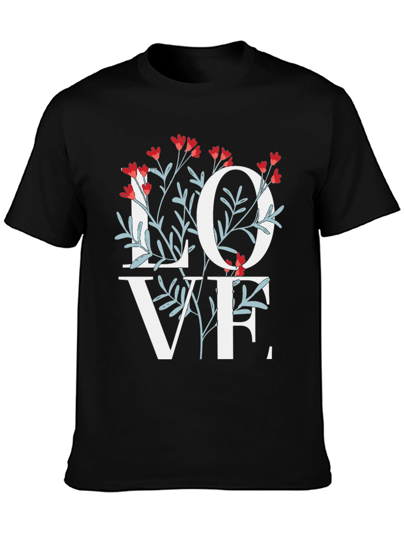 Floral Love Graphic Black T-Shirt