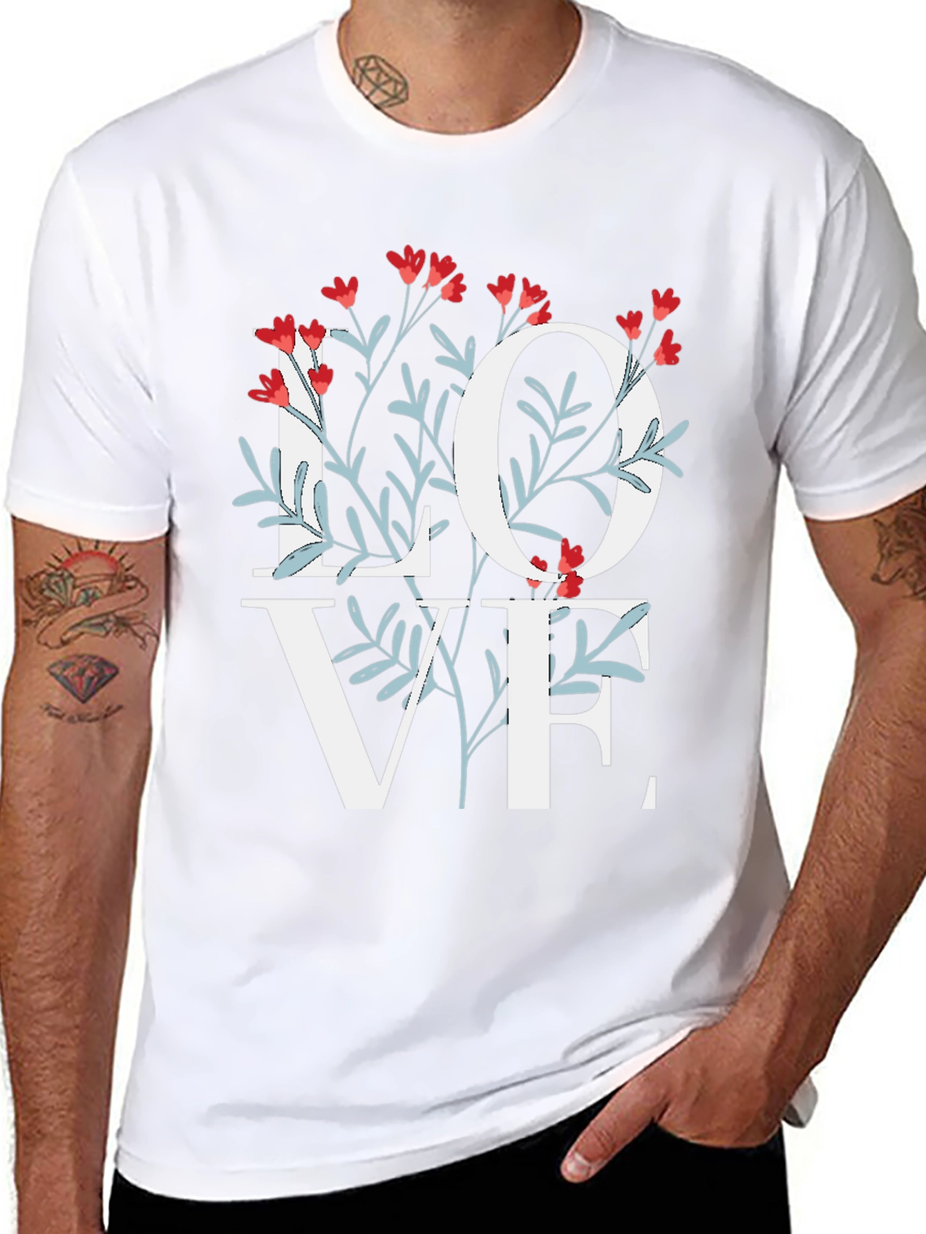 Floral Love Graphic Black T-Shirt