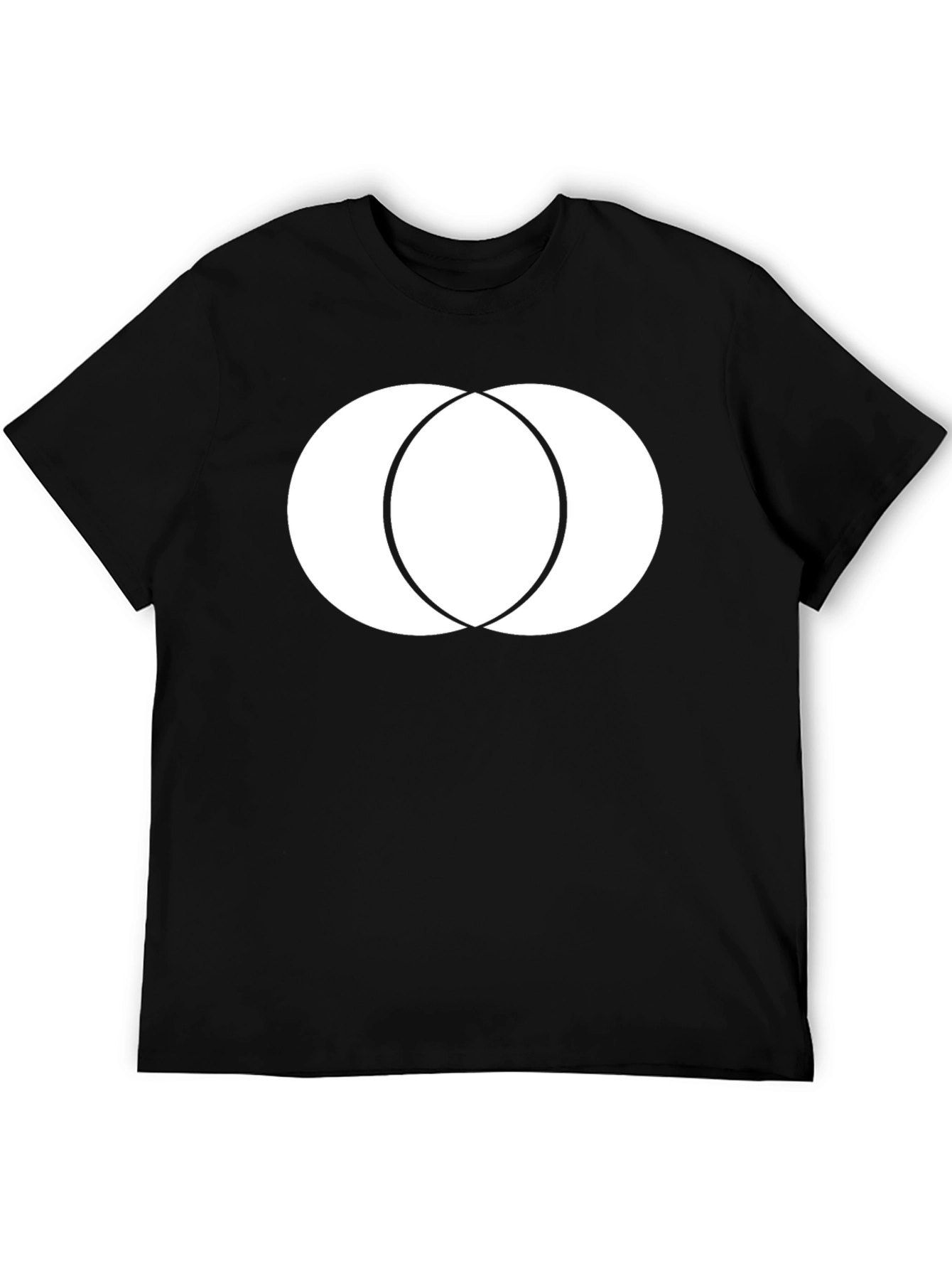 Modern Overlapping Circles Graphic Tee - Black