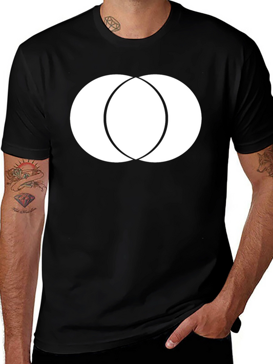 Modern Overlapping Circles Graphic Tee - Black