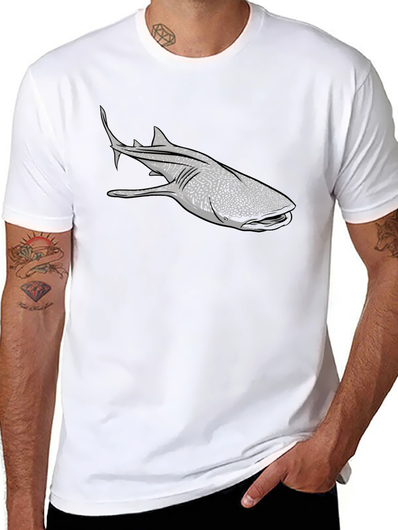 Whale Shark Graphic T-Shirt - Black Cotton Tee
