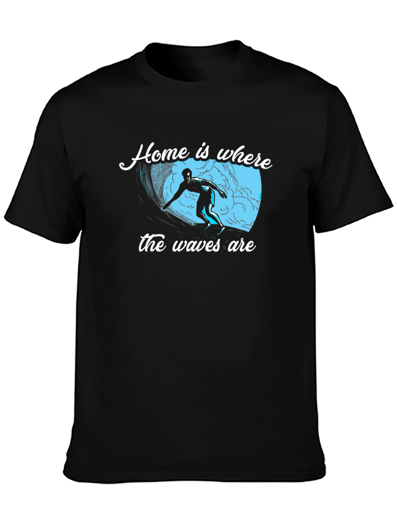 Home is Where the Waves Are Black T-Shirt