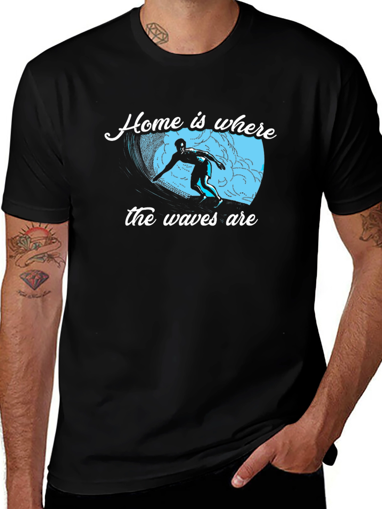 Home is Where the Waves Are Black T-Shirt