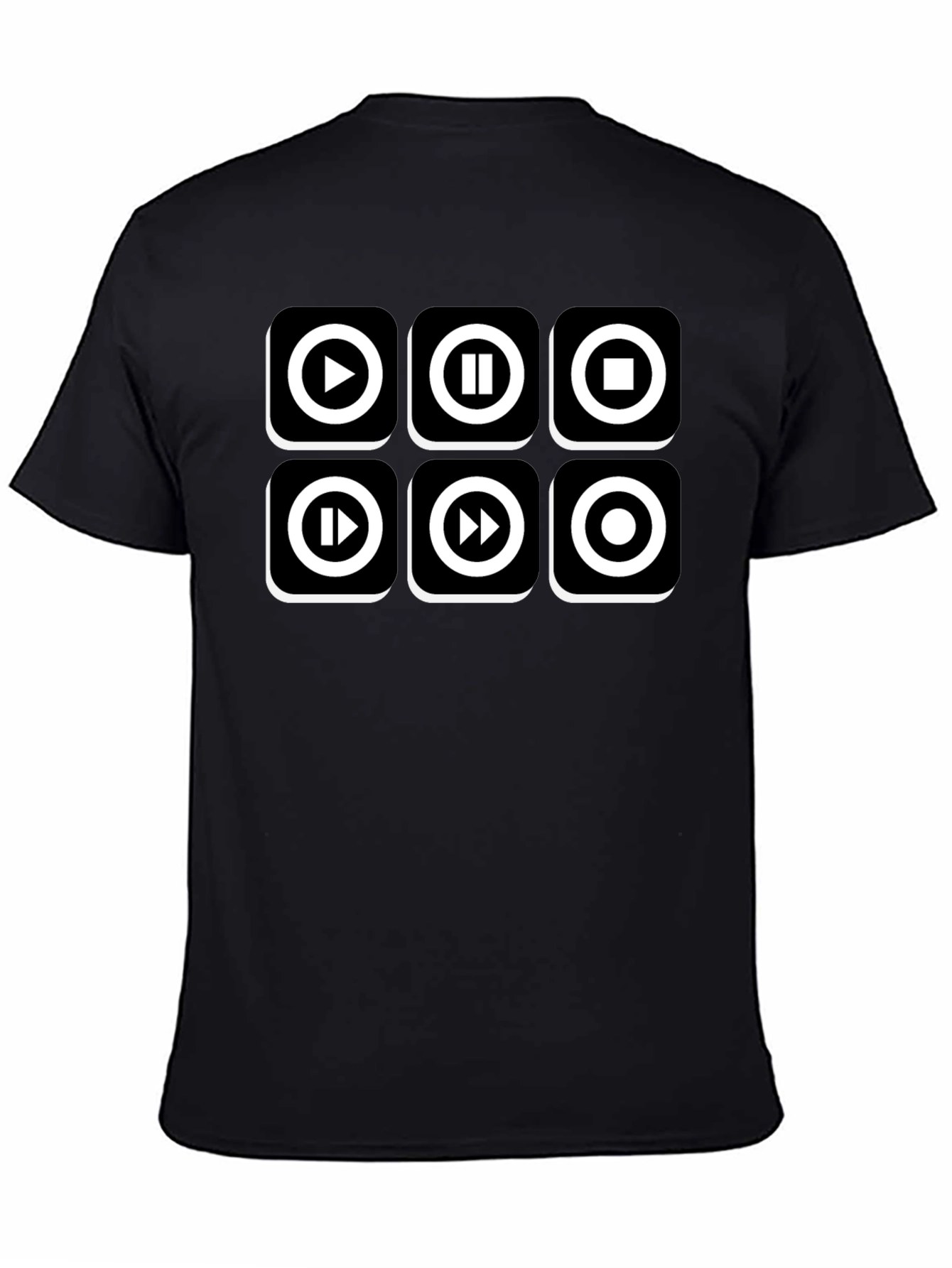 Music Player Control T-Shirt - Black