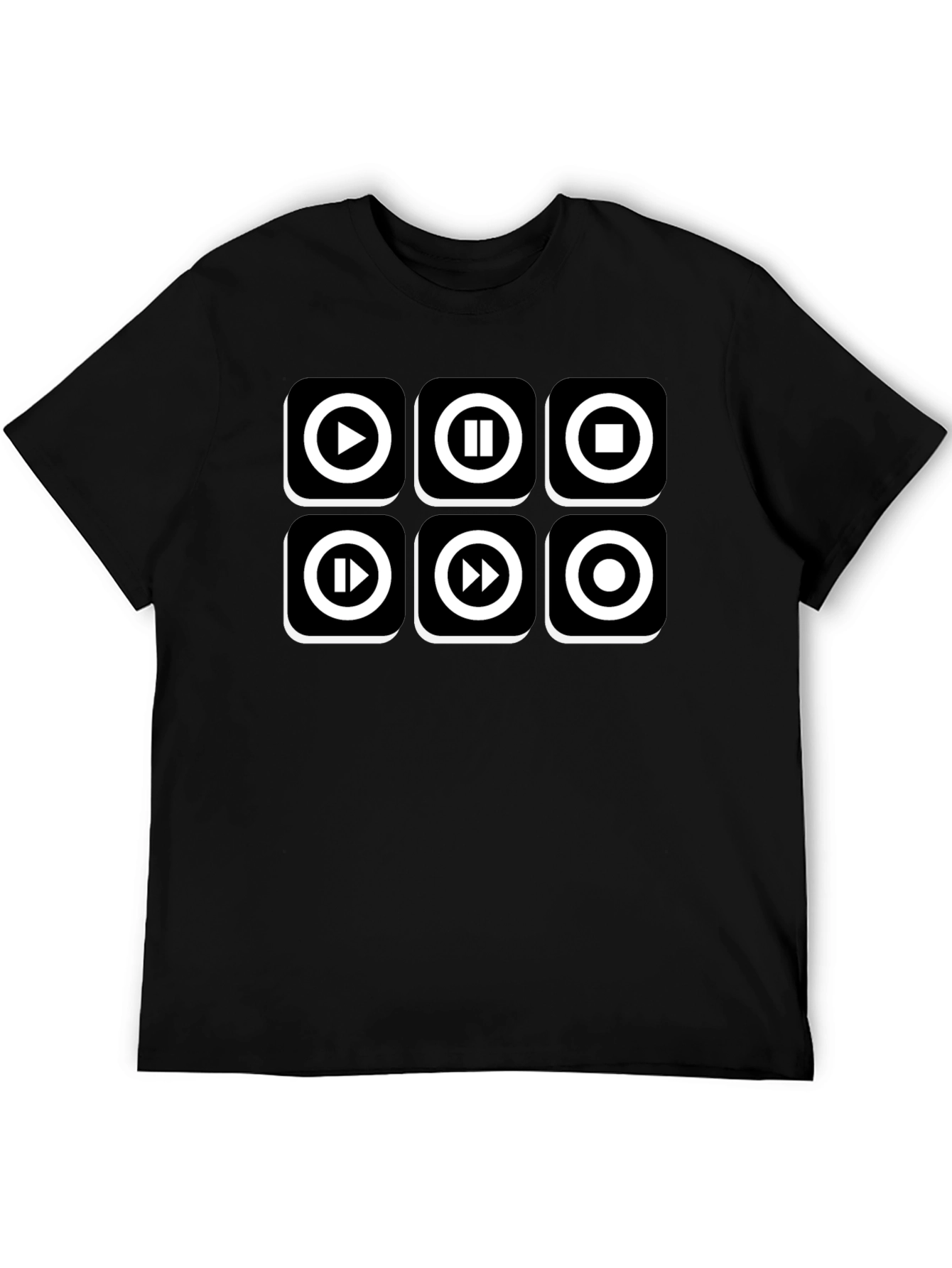 Music Player Control T-Shirt - Black