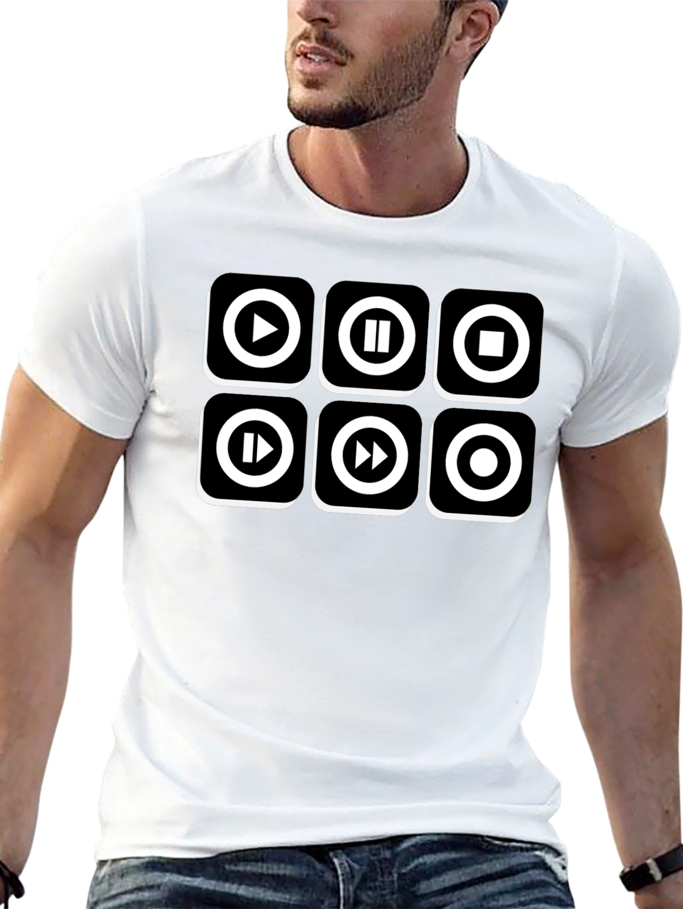 Music Player Control T-Shirt - Black