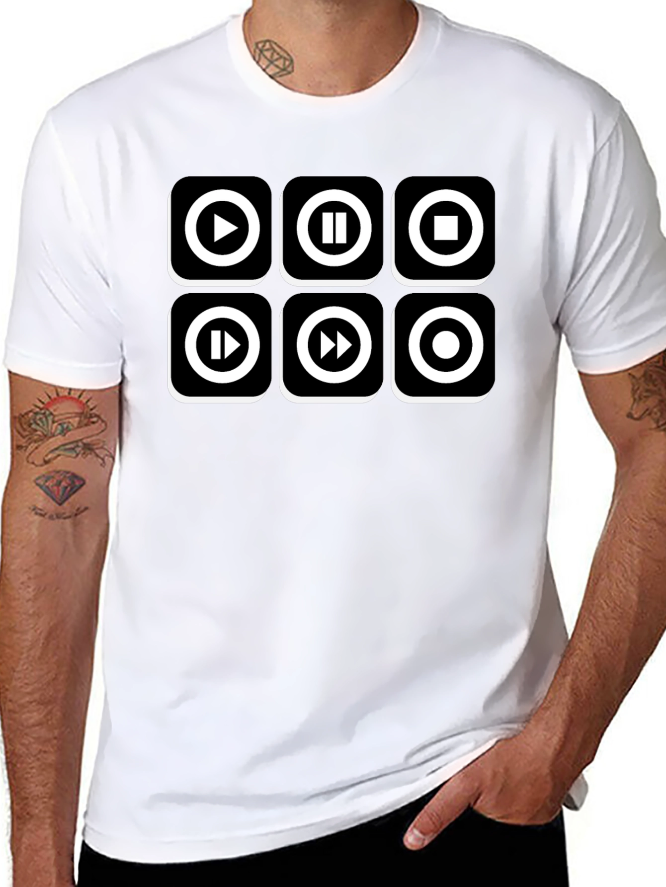 Music Player Control T-Shirt - Black