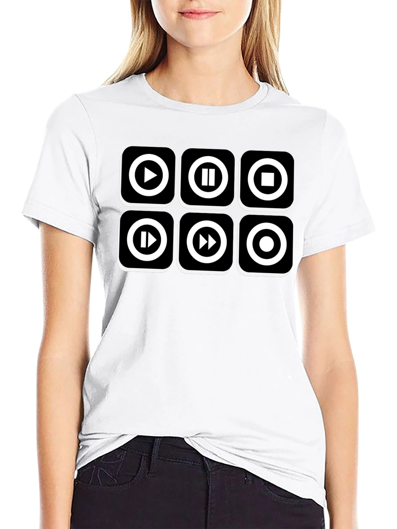 Music Player Control T-Shirt - Black