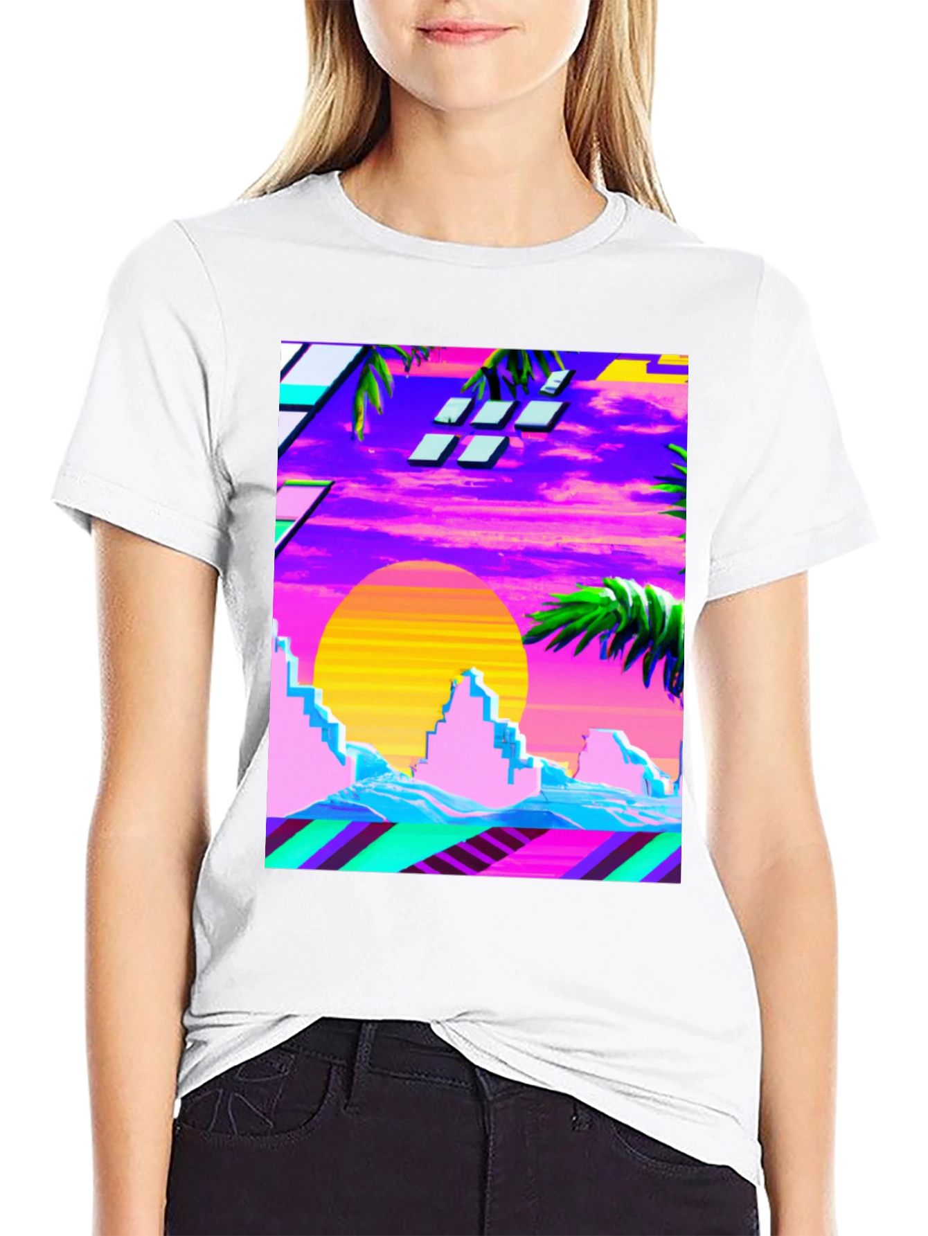 Vaporwave Sunset Graphic Tee - Retro Style