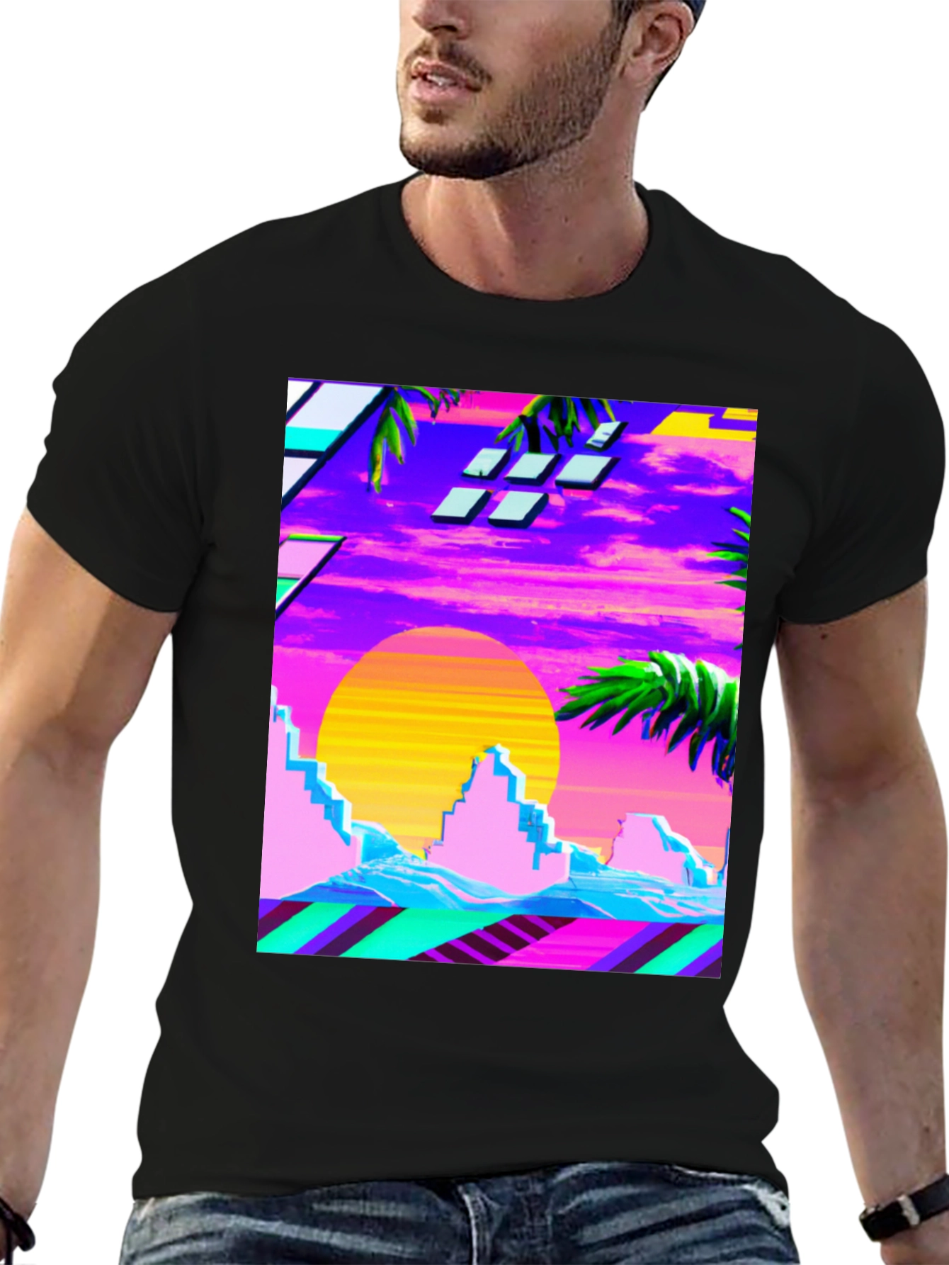 Vaporwave Sunset Graphic Tee - Retro Style