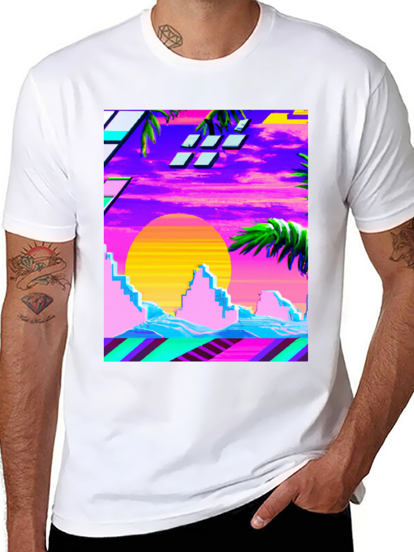 Vaporwave Sunset Graphic Tee - Retro Style