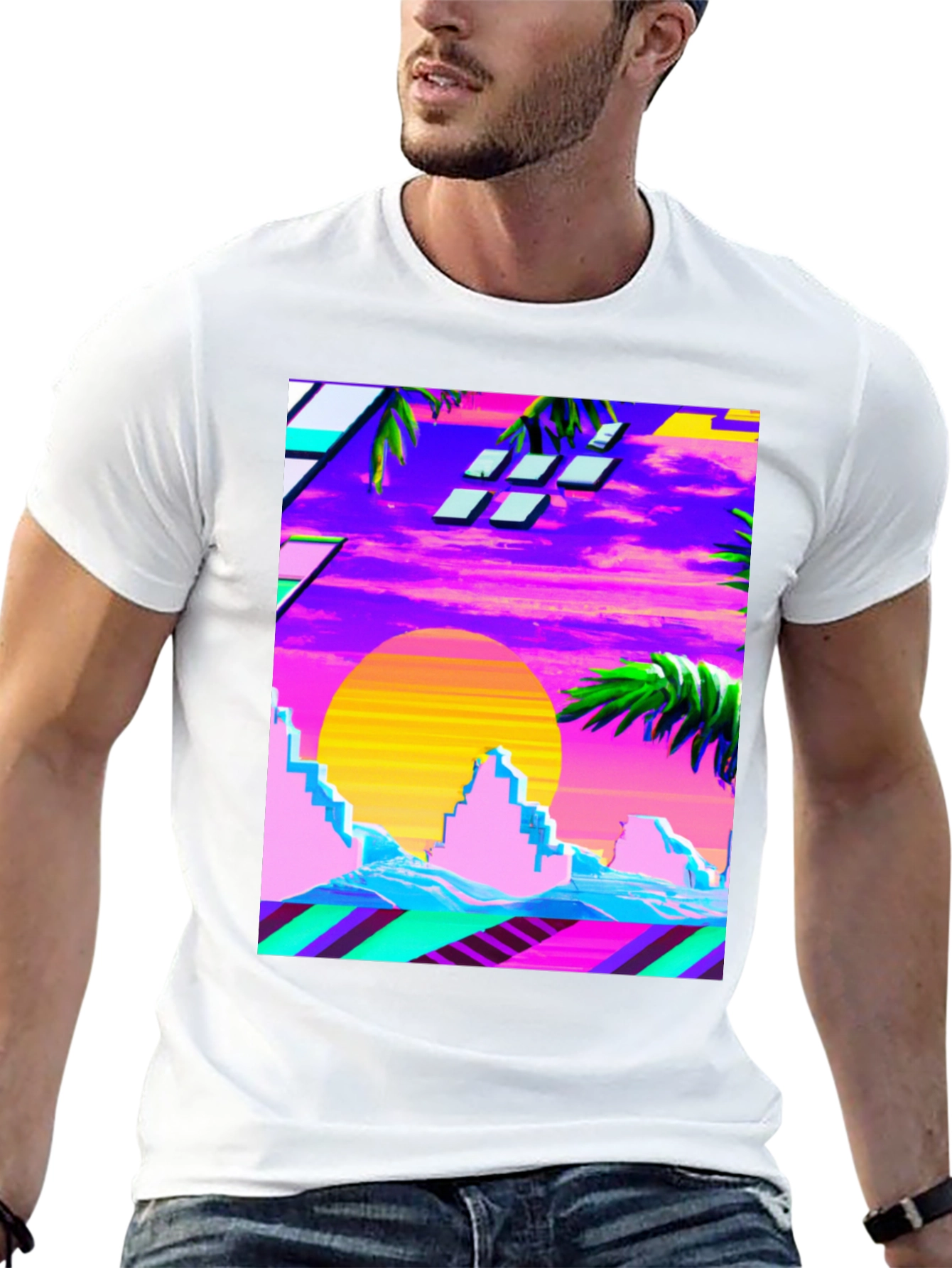 Vaporwave Sunset Graphic Tee - Retro Style