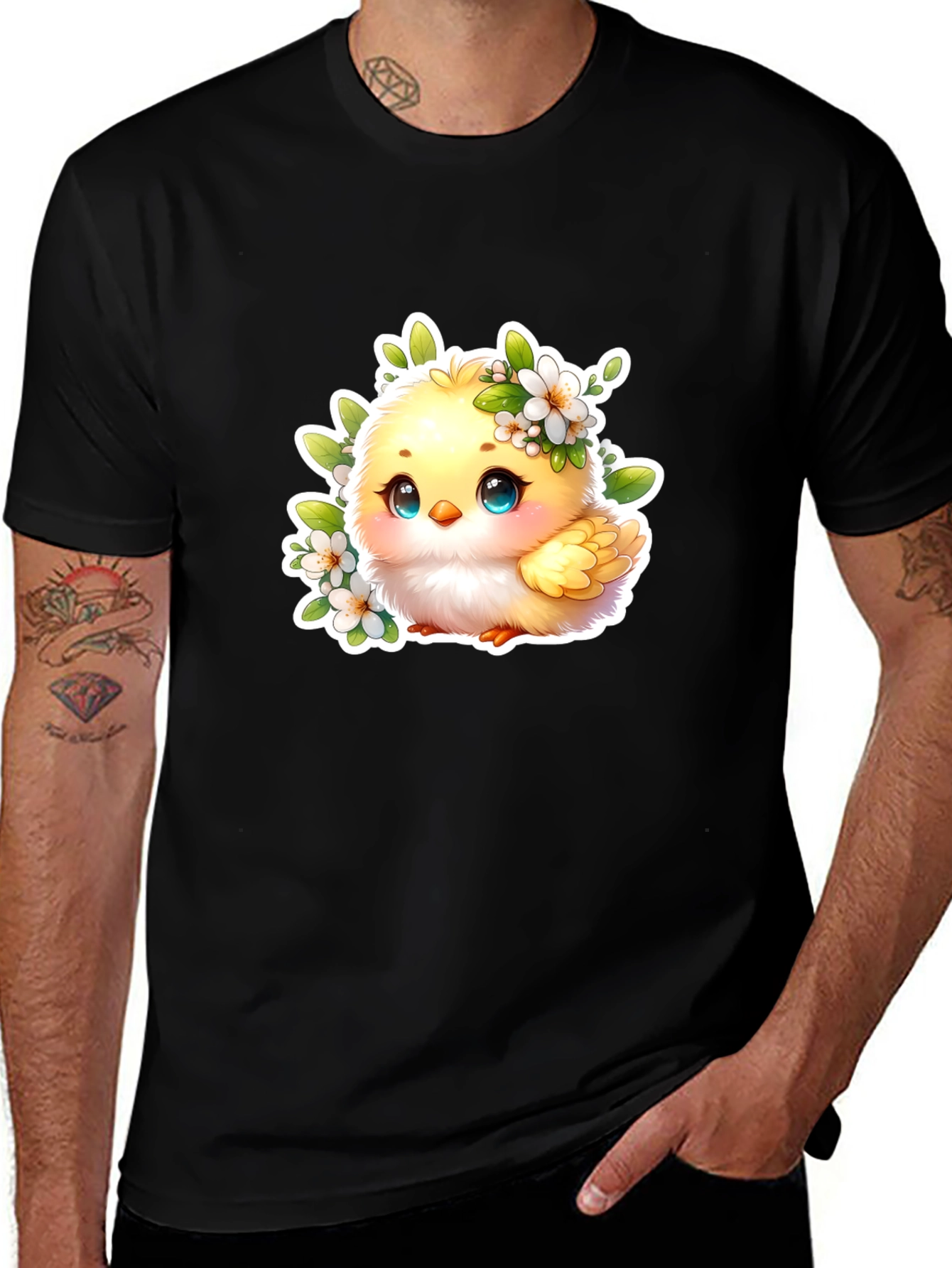 Cute Chick Graphic T-Shirt - Black