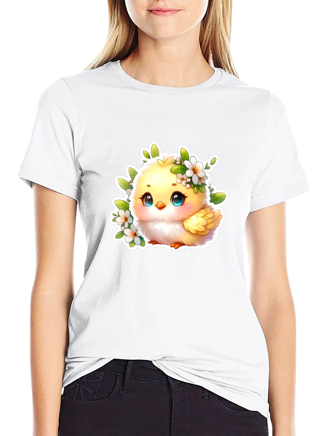 Cute Chick Graphic T-Shirt - Black