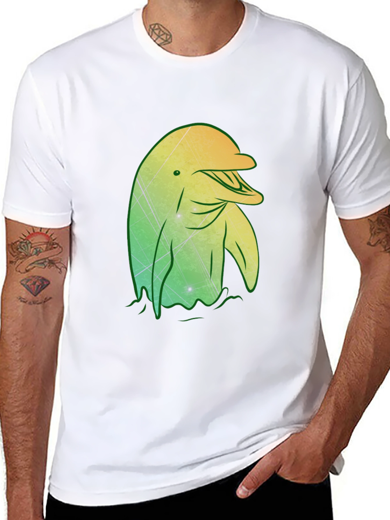 Dolphin Graphic Tee - Stylish Mens Black T-Shirt