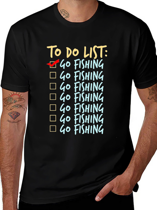 To Do List Go Fishing Black T-Shirt
