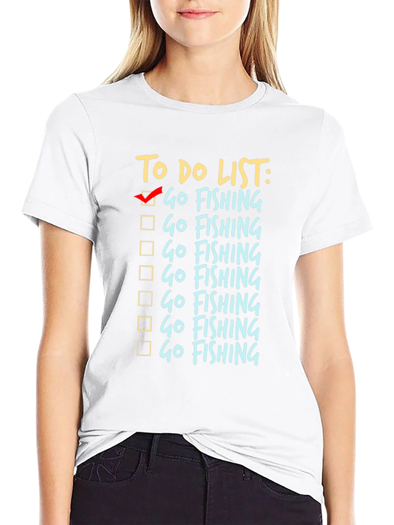 To Do List Go Fishing Black T-Shirt