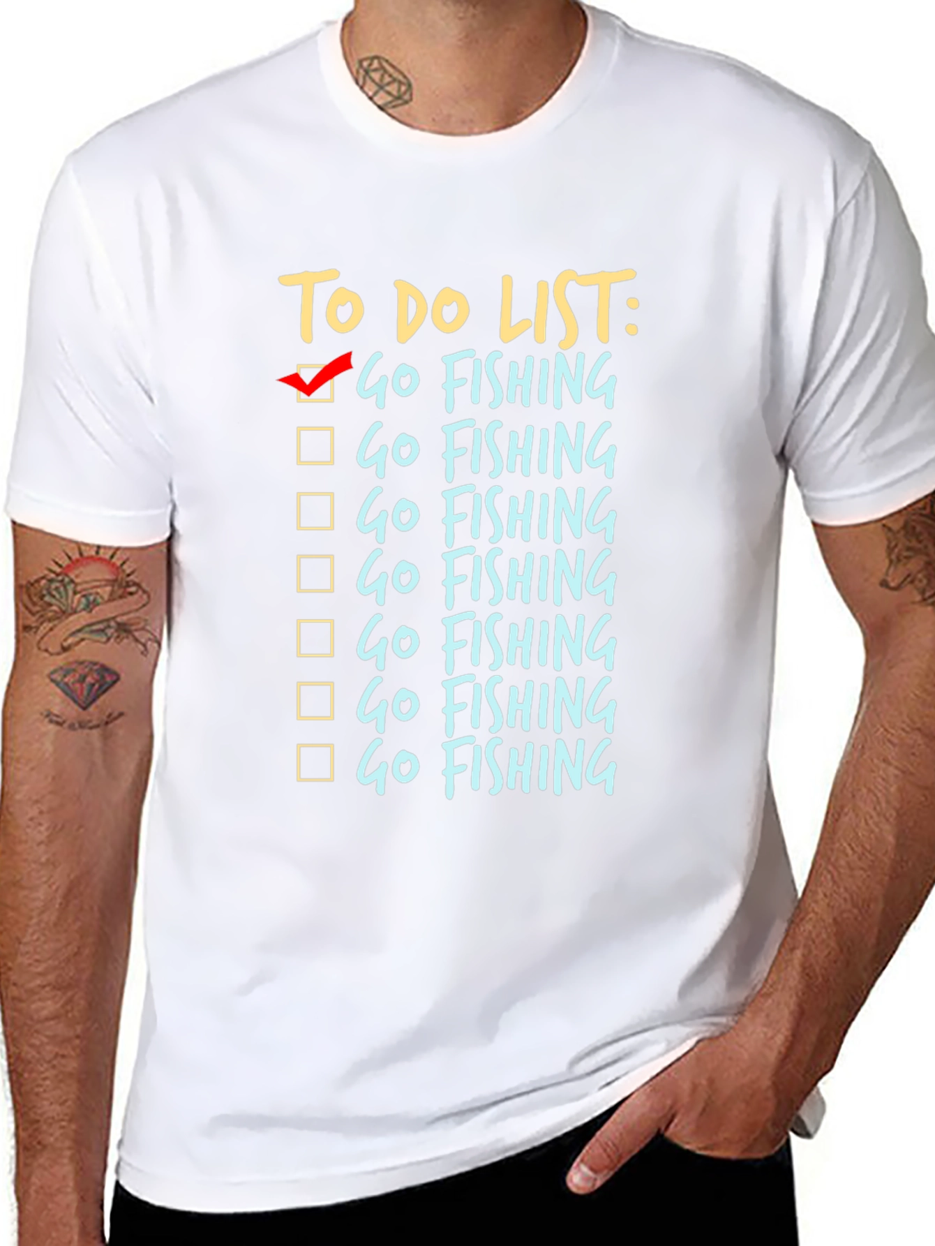 To Do List Go Fishing Black T-Shirt