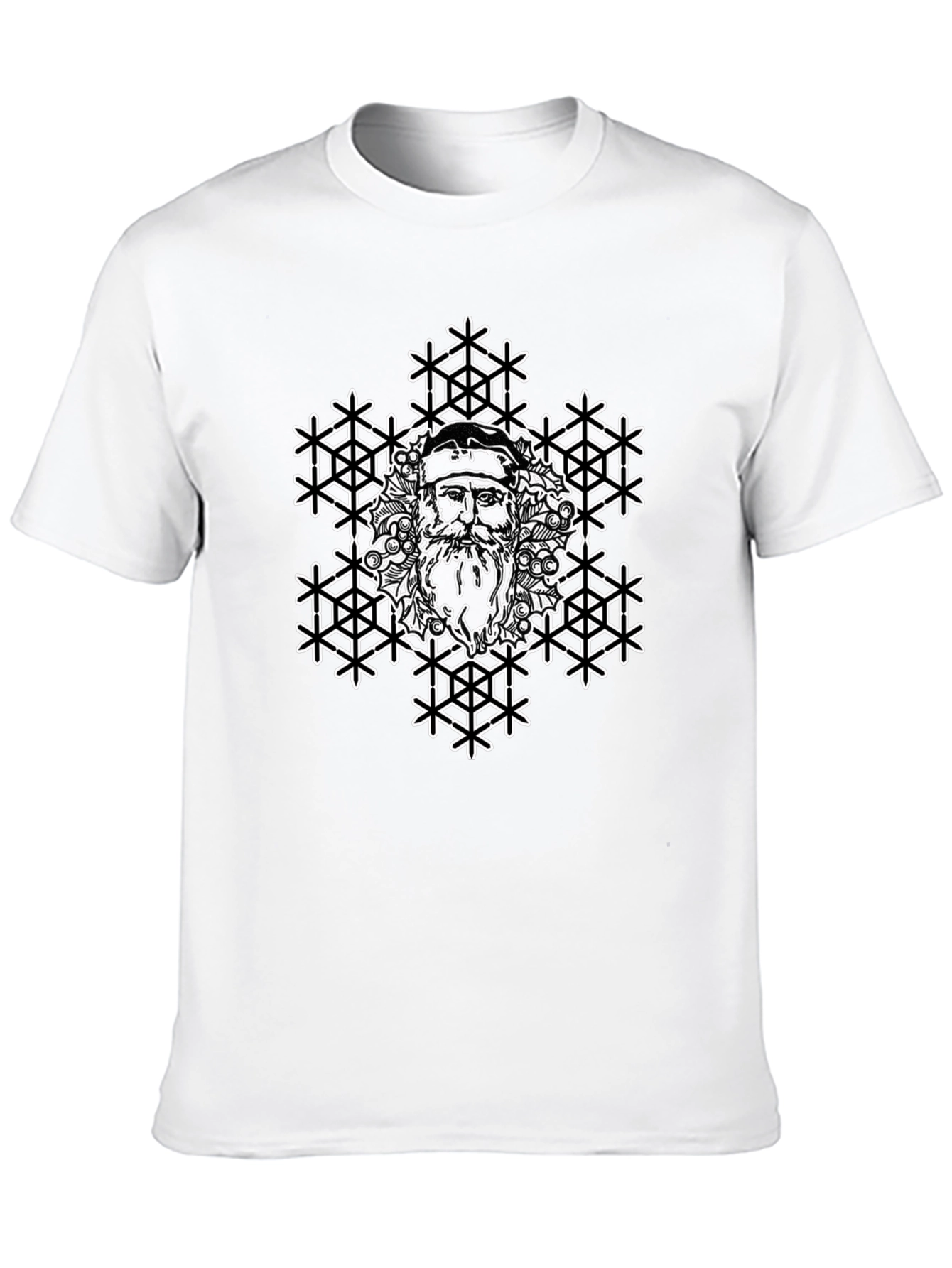 Santa Snowflake Graphic Tee - Black