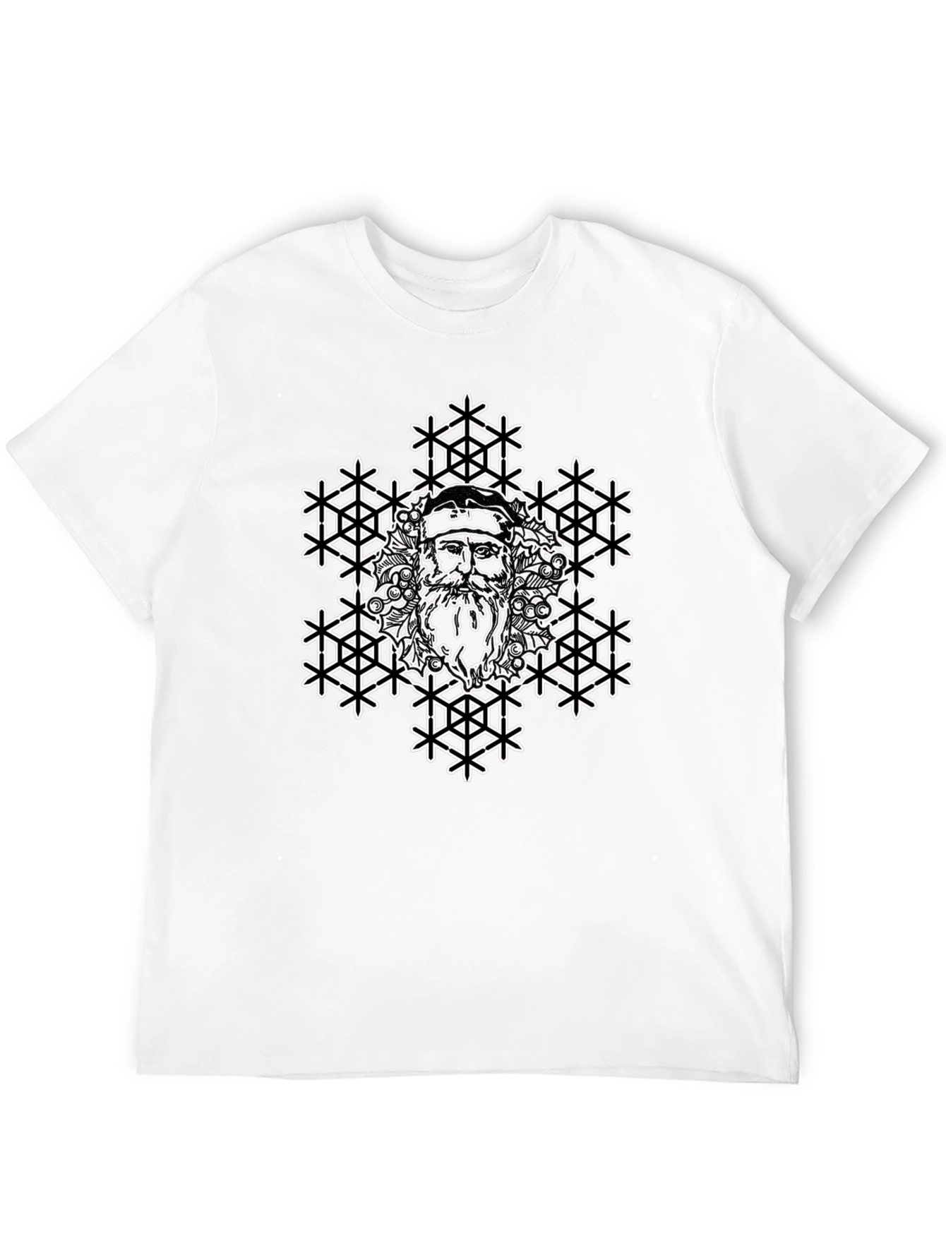 Santa Snowflake Graphic Tee - Black