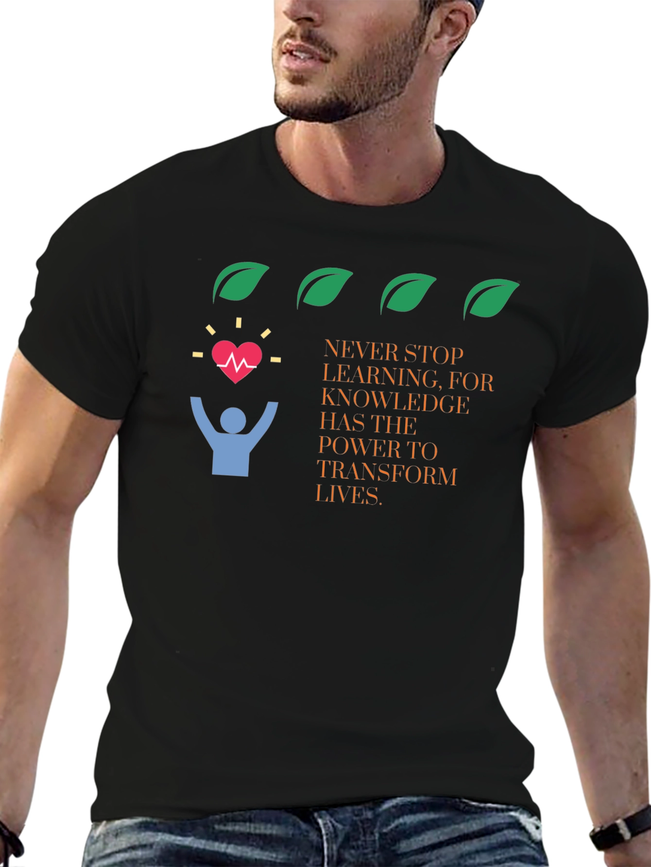 Knowledge Transforms Lives Black Graphic Tee