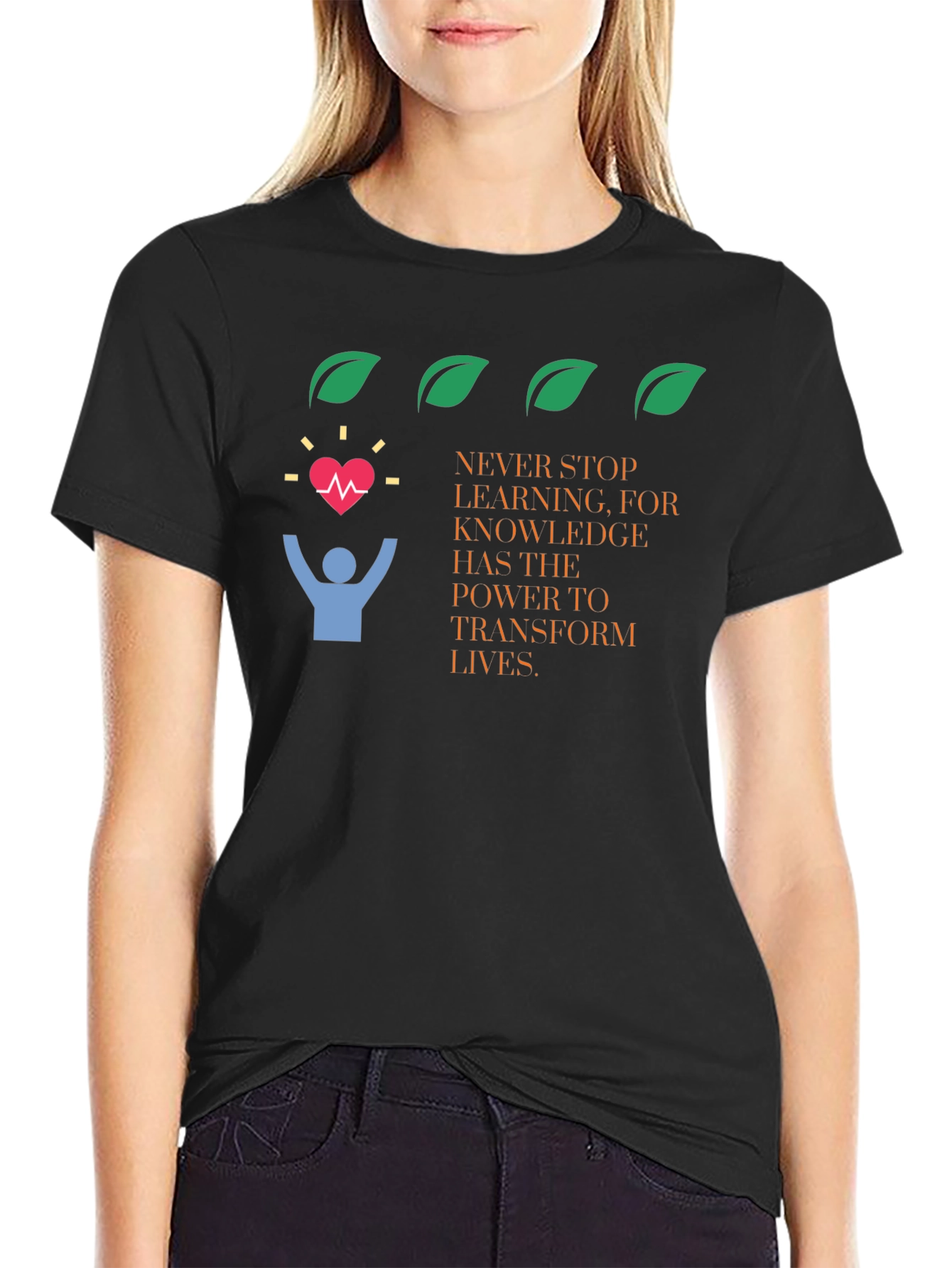 Knowledge Transforms Lives Black Graphic Tee