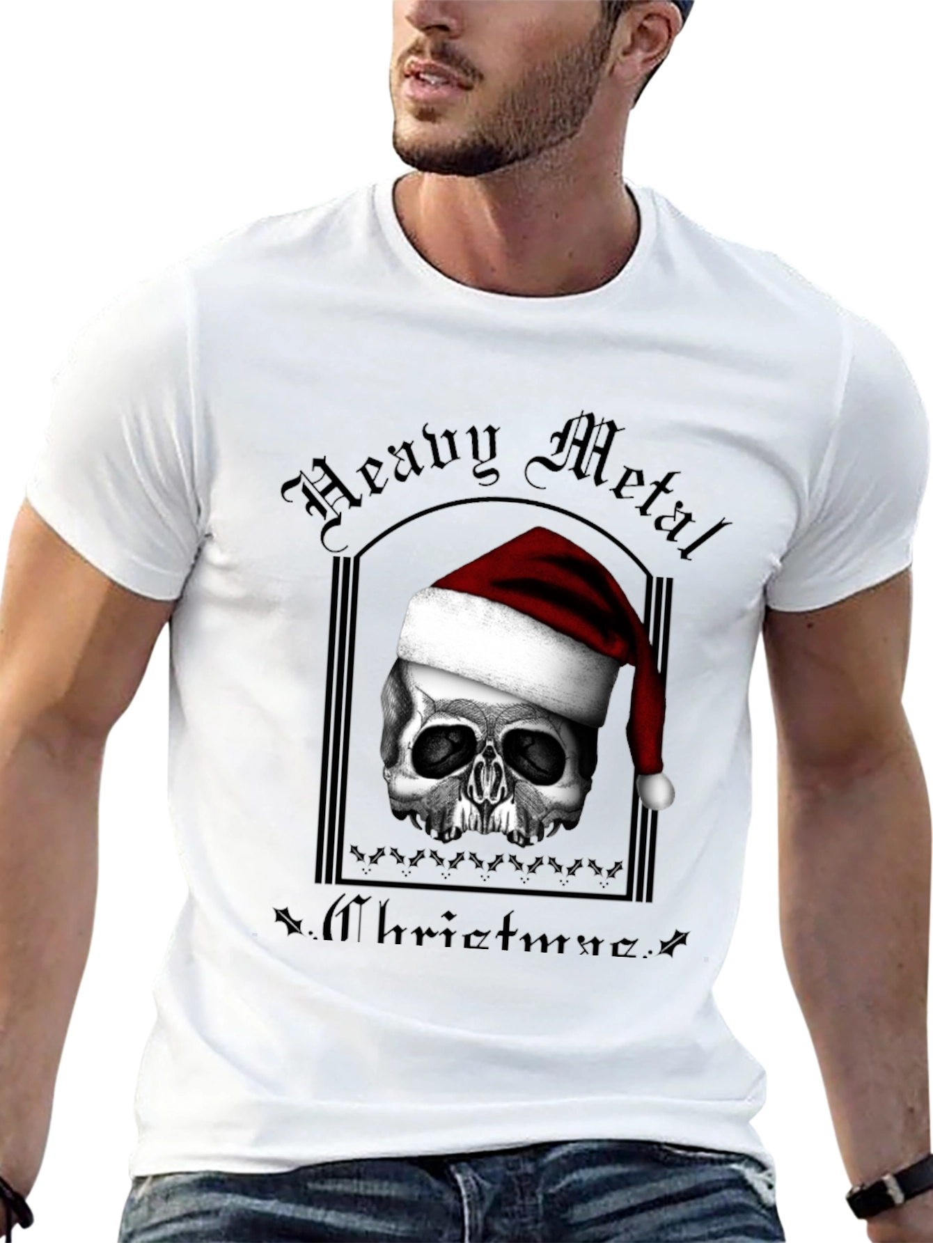 Heavy Metal Christmas Skull T-Shirt
