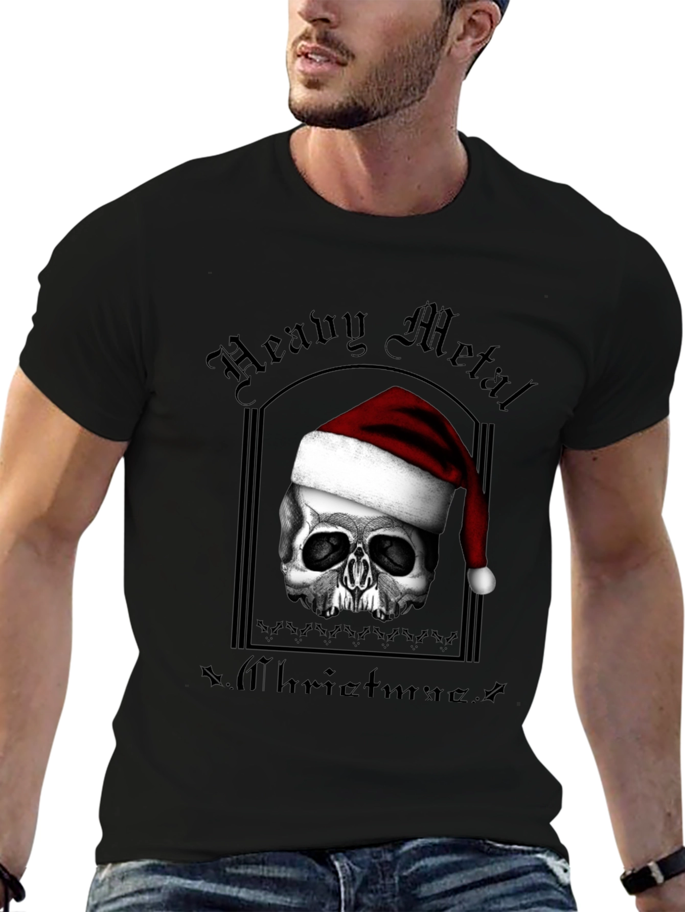 Heavy Metal Christmas Skull T-Shirt