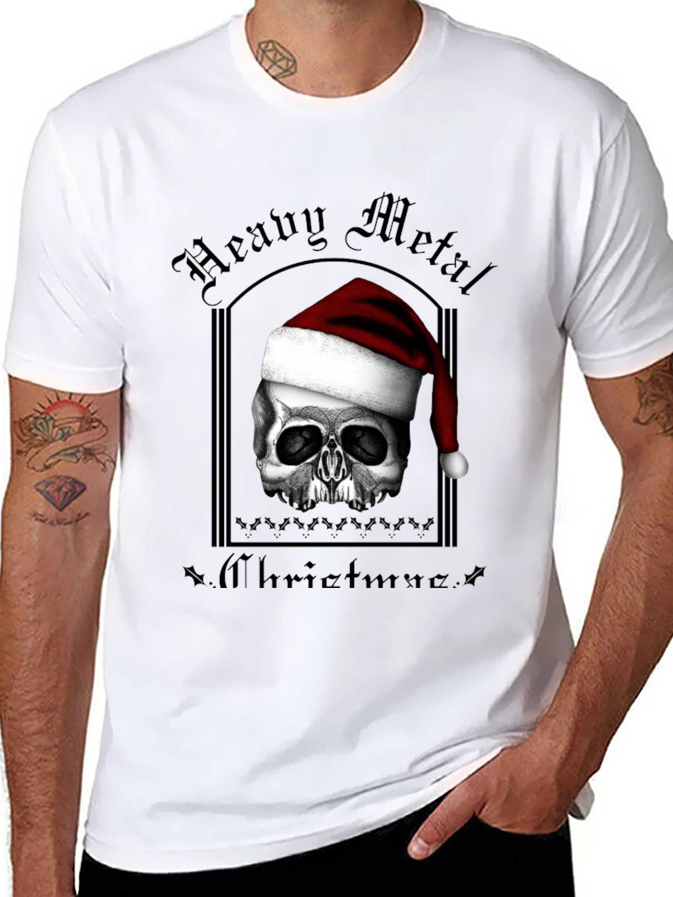 Heavy Metal Christmas Skull T-Shirt