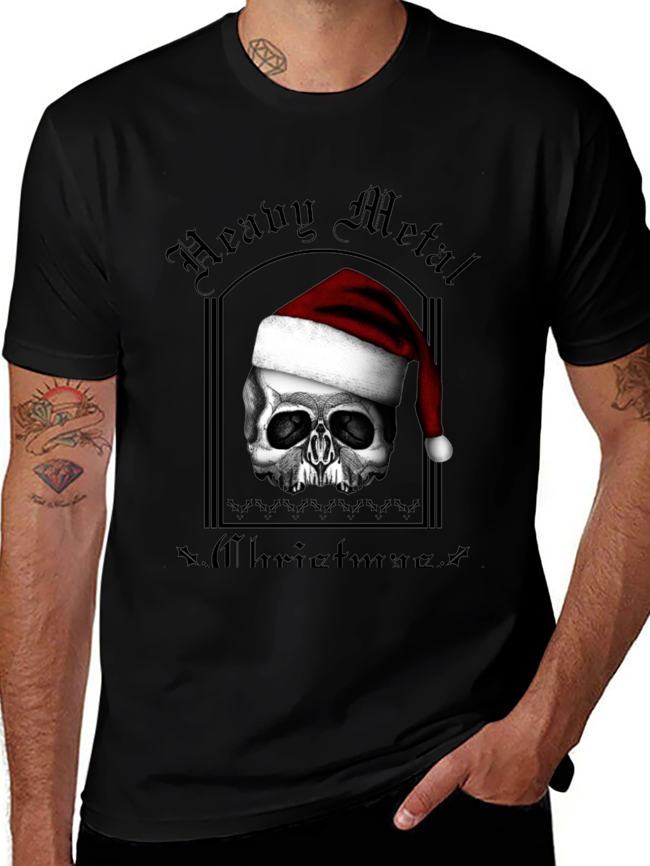 Heavy Metal Christmas Skull T-Shirt