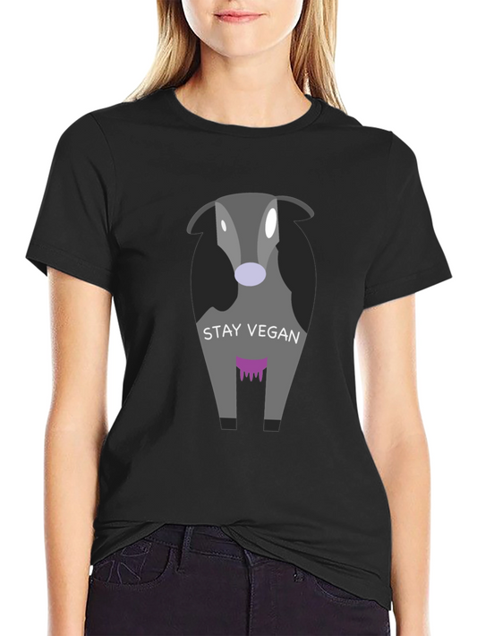 Stay Vegan Cow Graphic Tee - Unisex Black T-Shirt