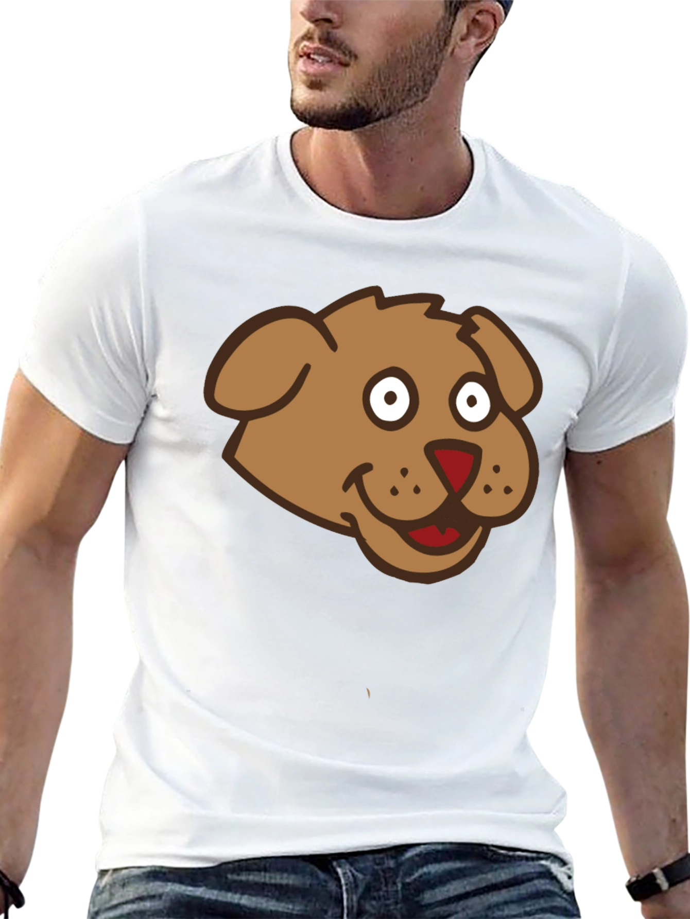 Cartoon Dog Graphic Tee - Mens Black T-Shirt