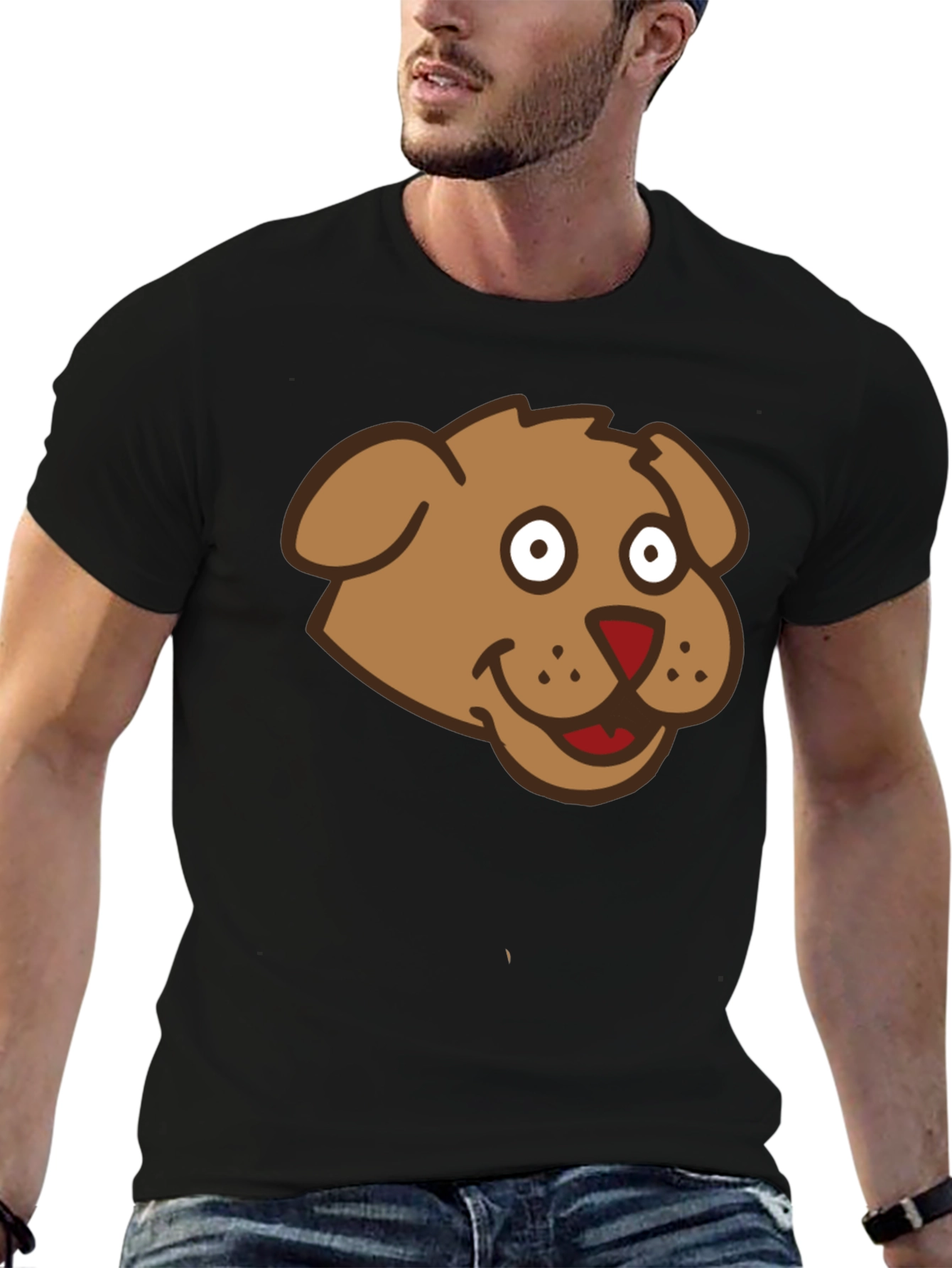 Cartoon Dog Graphic Tee - Mens Black T-Shirt