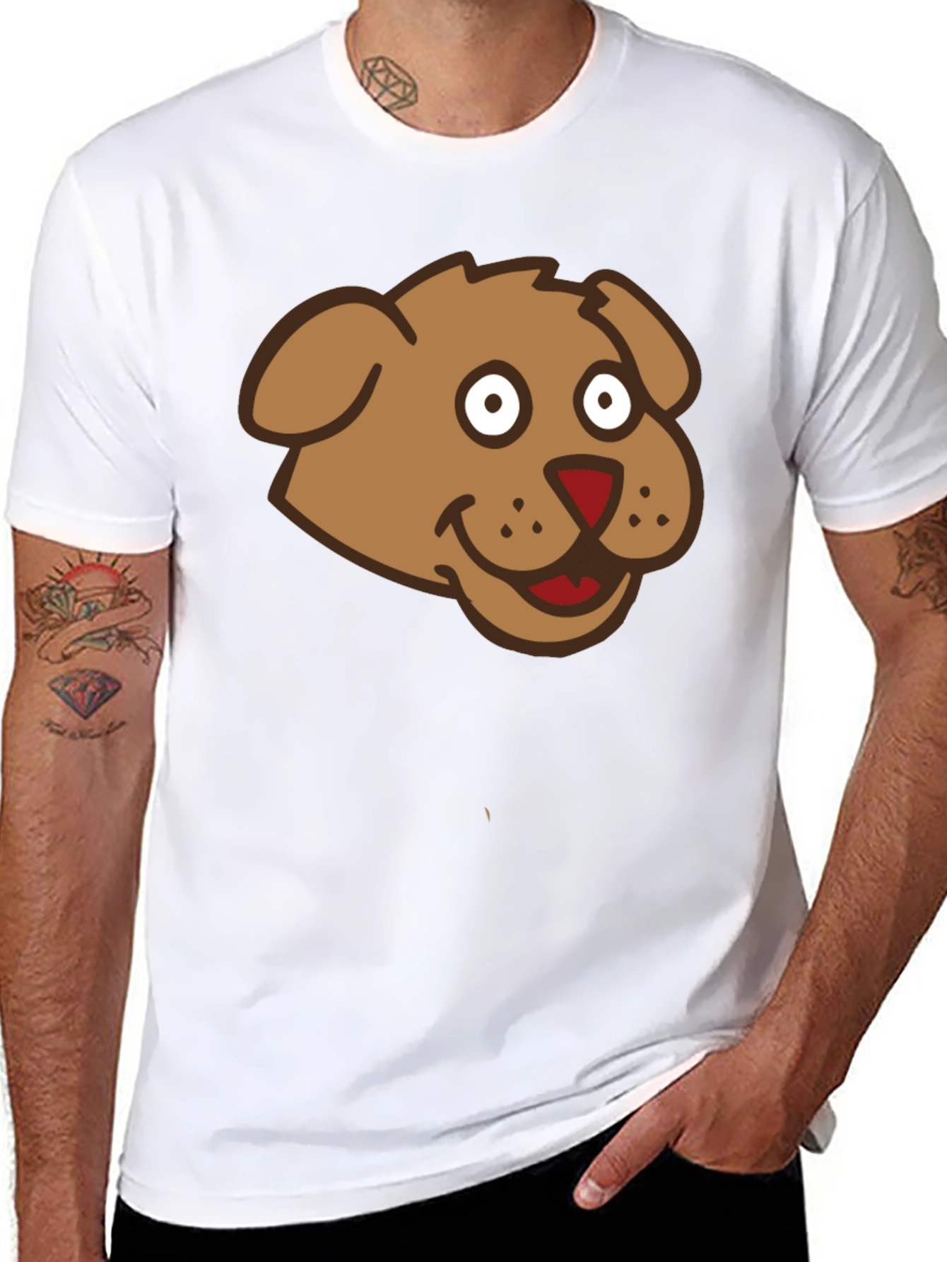 Cartoon Dog Graphic Tee - Mens Black T-Shirt