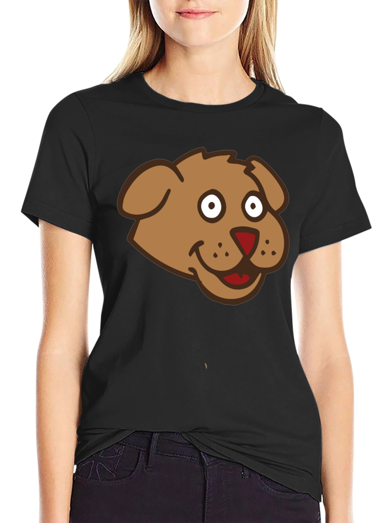 Cartoon Dog Graphic Tee - Mens Black T-Shirt