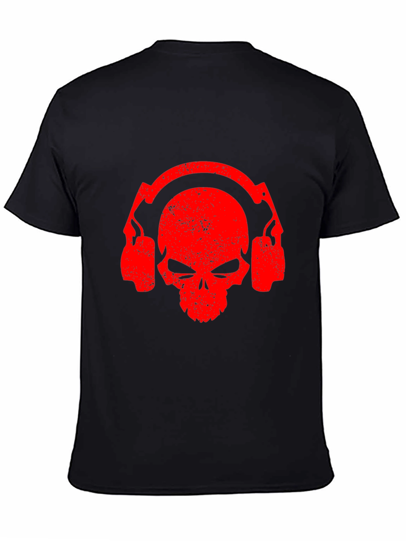 Skull Headphones Graphic T-Shirt - Black