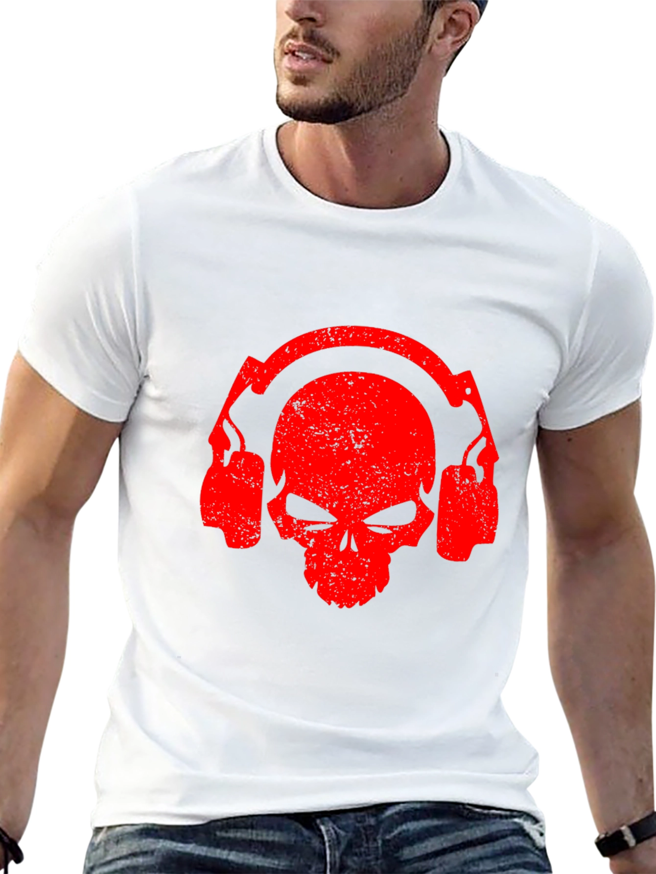 Skull Headphones Graphic T-Shirt - Black
