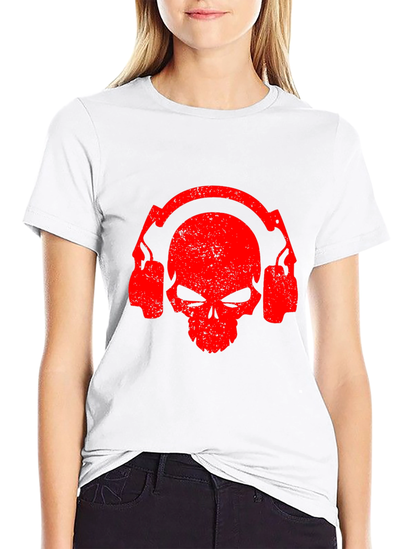 Skull Headphones Graphic T-Shirt - Black