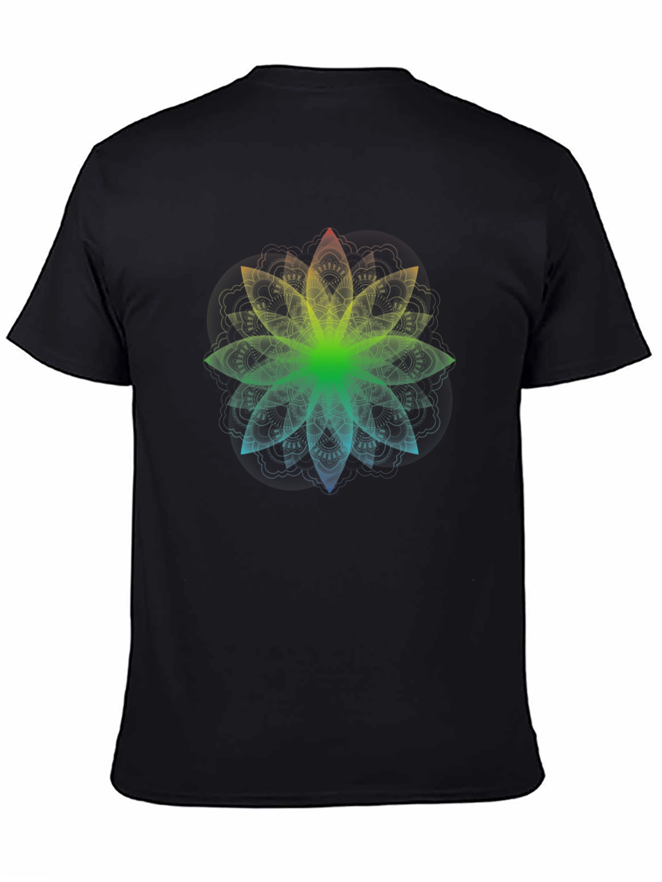 Rainbow Mandala Graphic Black T-Shirt