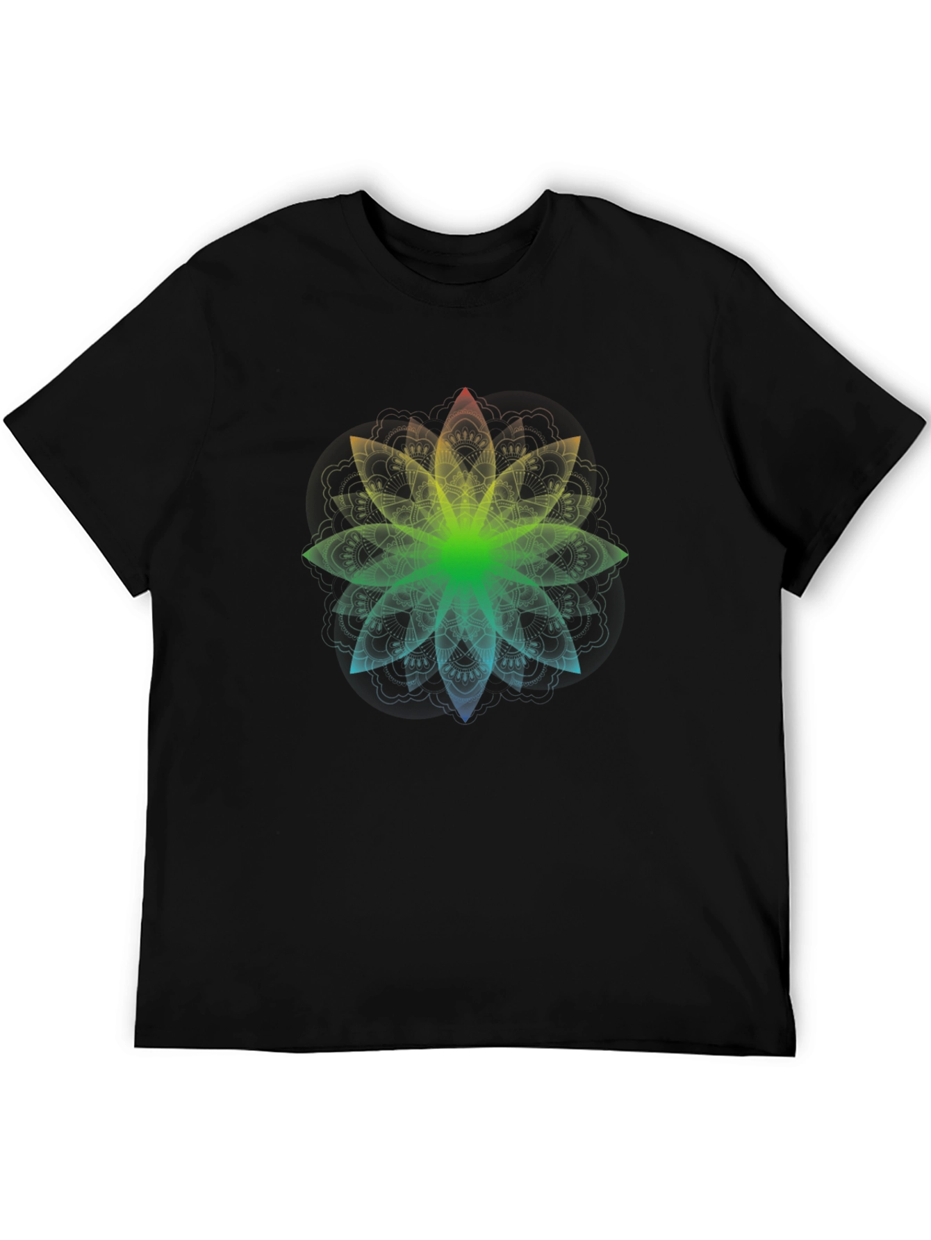 Rainbow Mandala Graphic Black T-Shirt