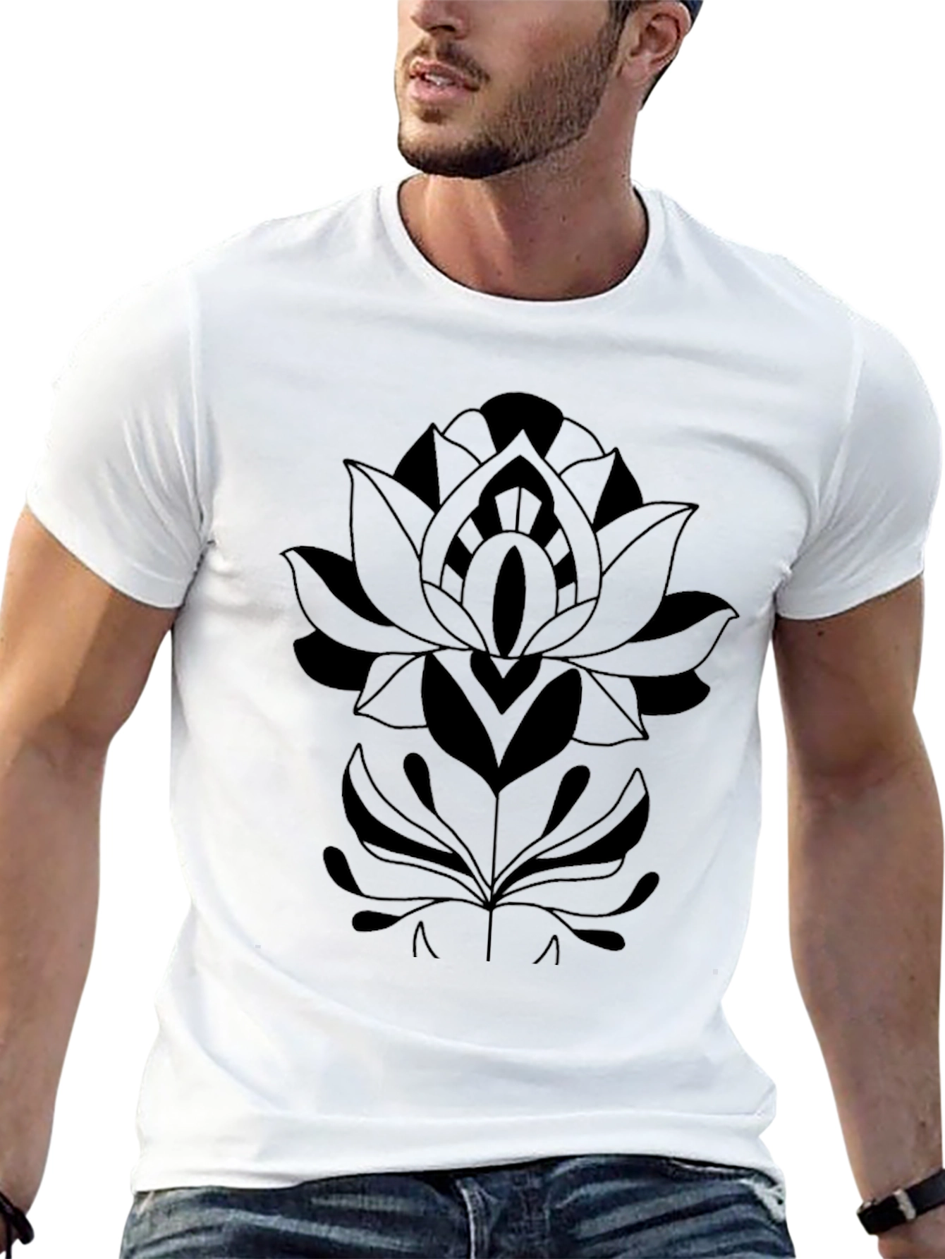 Black Floral Mandala Graphic T-Shirt