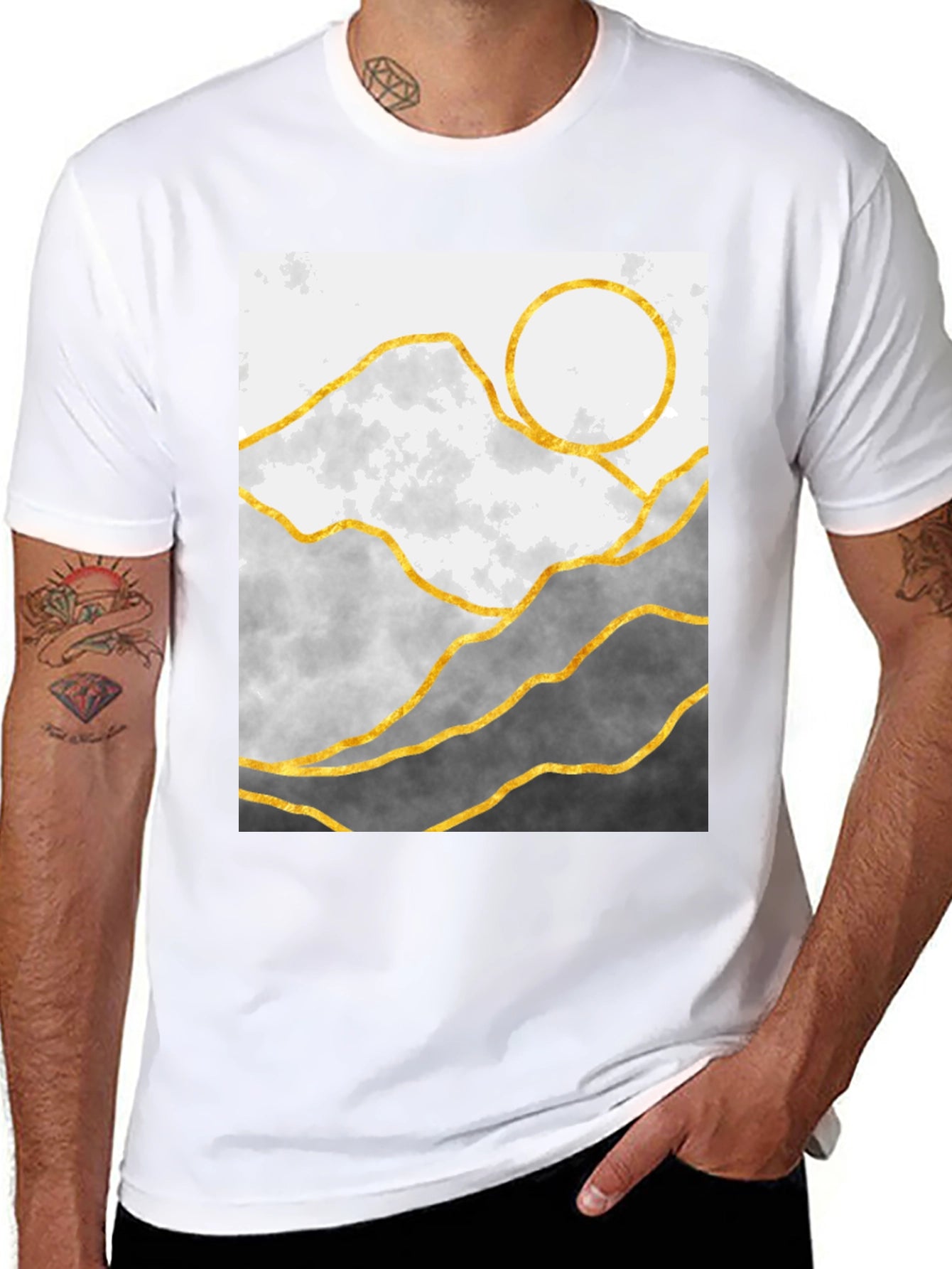 Mountainscape Graphic Tee - Stylish Geometric Design