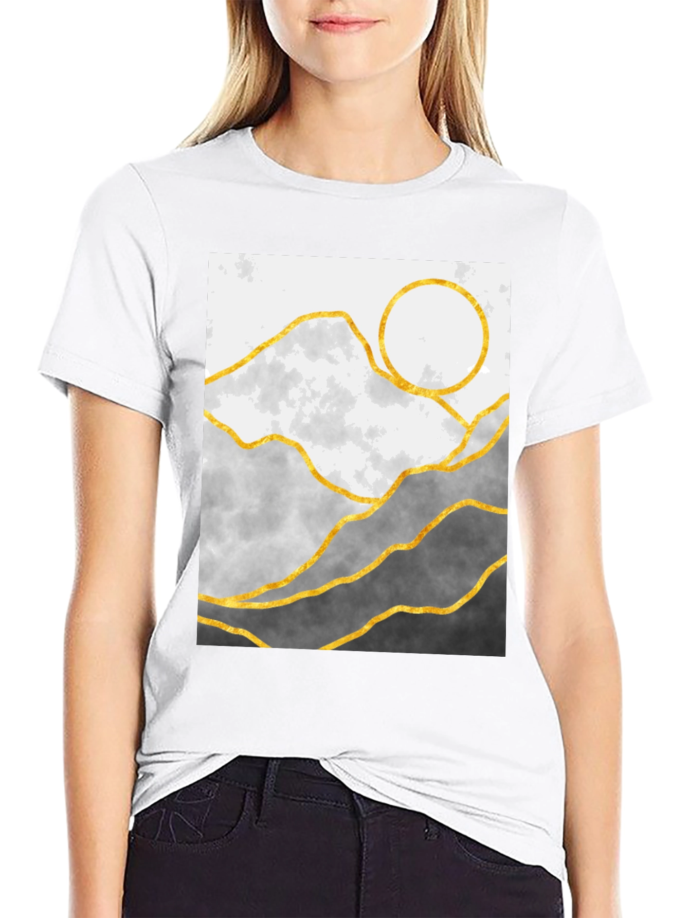 Mountainscape Graphic Tee - Stylish Geometric Design