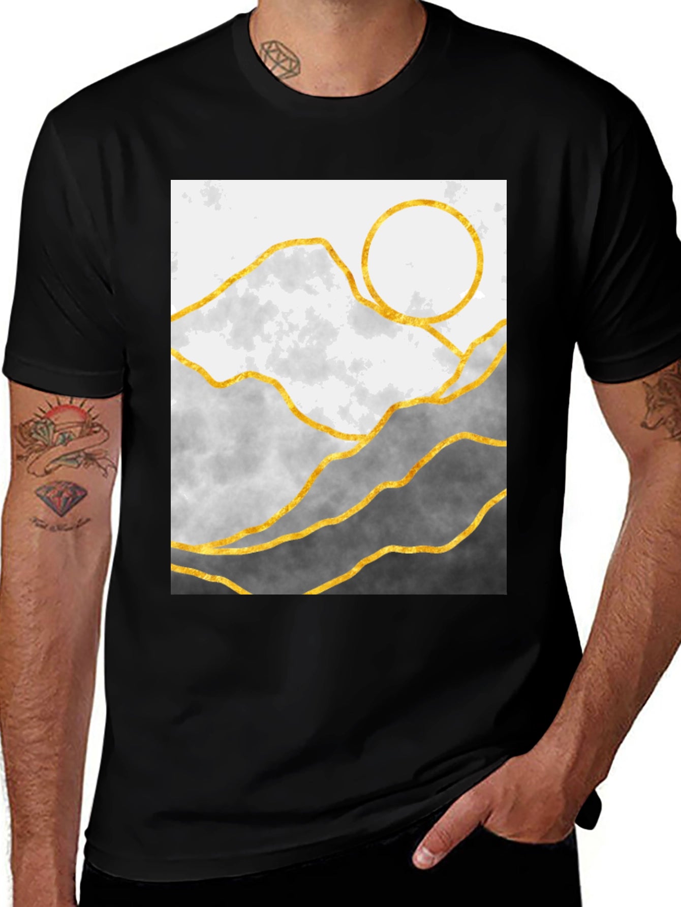 Mountainscape Graphic Tee - Stylish Geometric Design